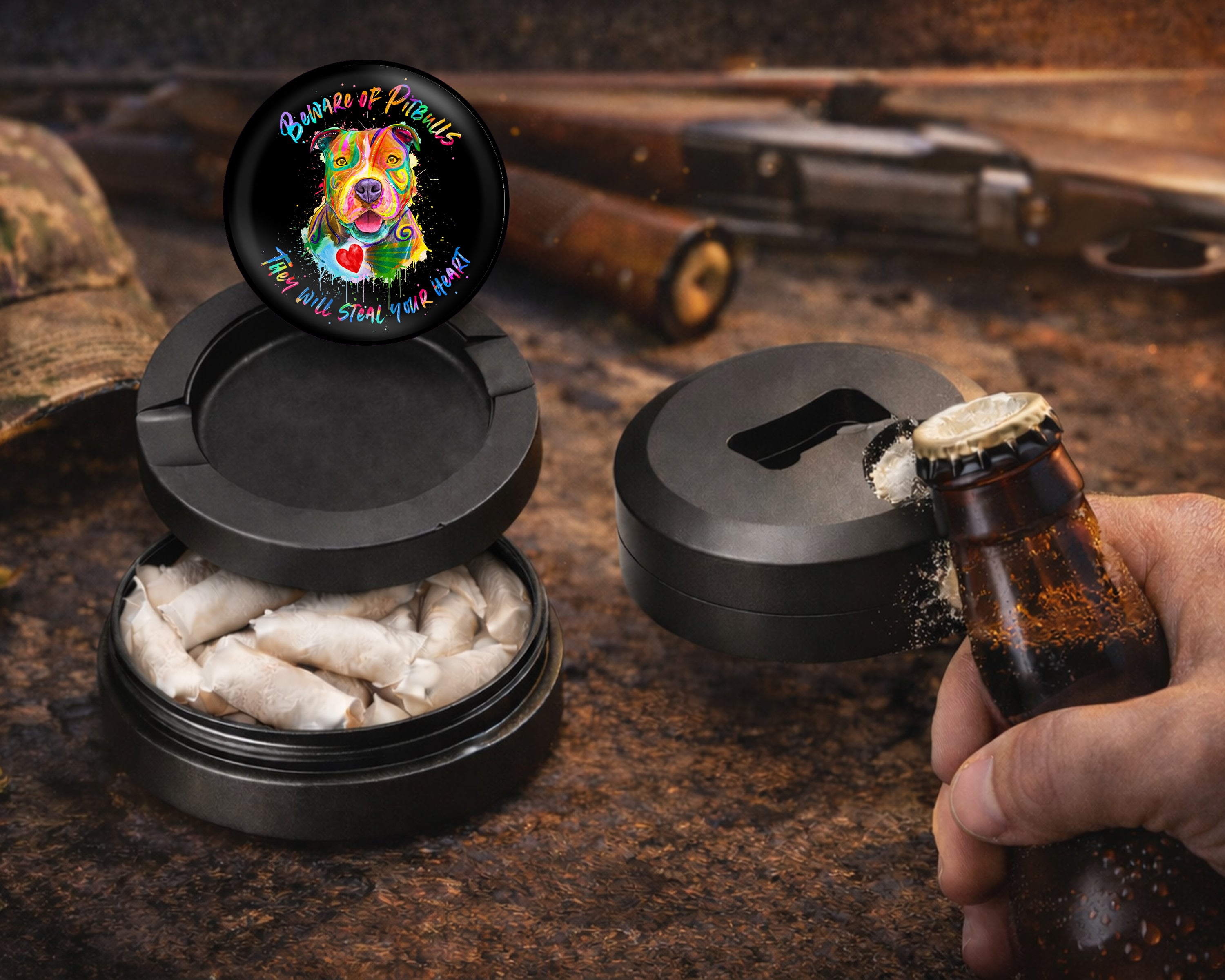 Beware Of Pitbulls They Will Steal Your Heart Snus Storage Case Bottle Opener