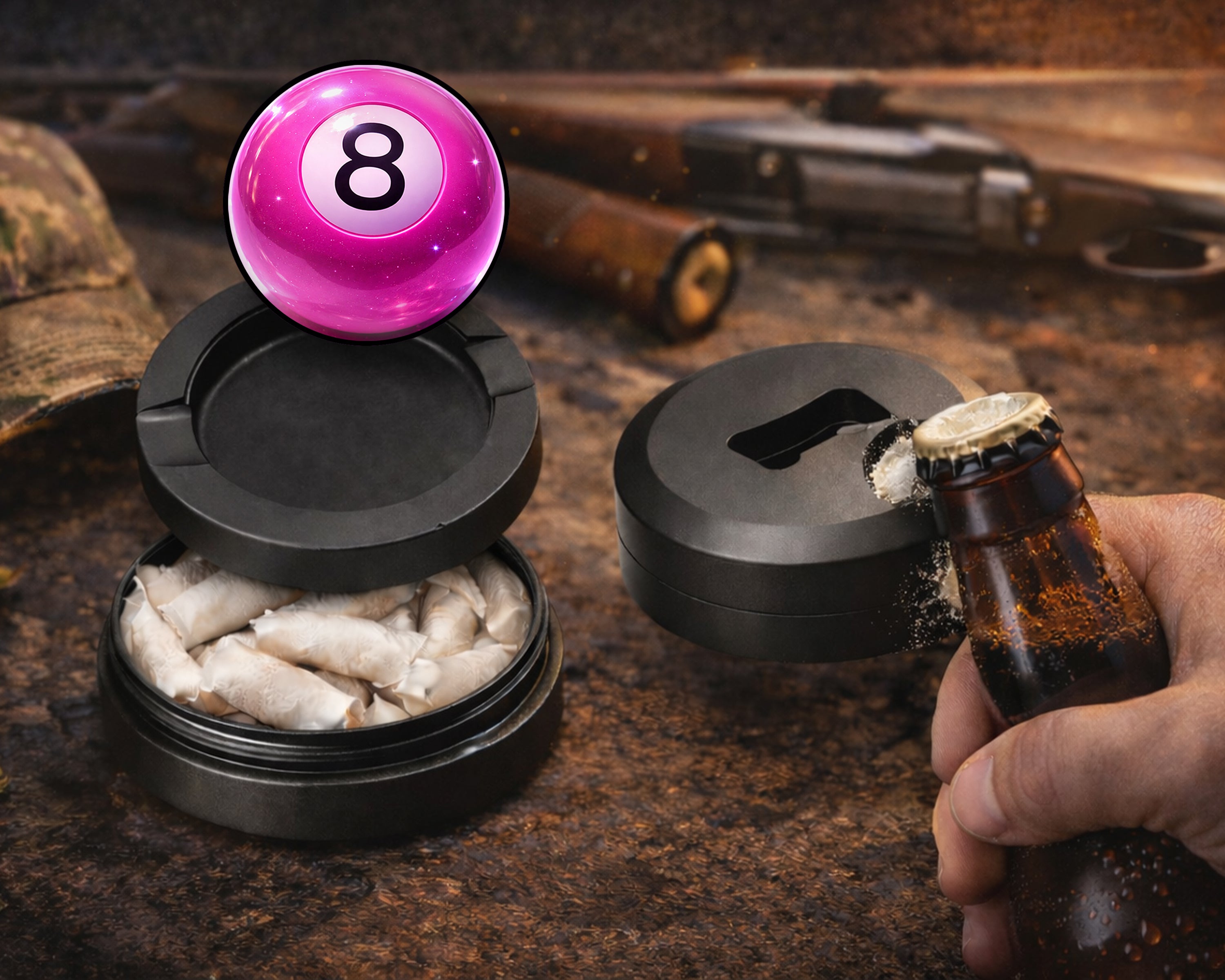 Glossy Pink Magic 8 Ball Pop Aesthetic Snus Storage Case Bottle Opener
