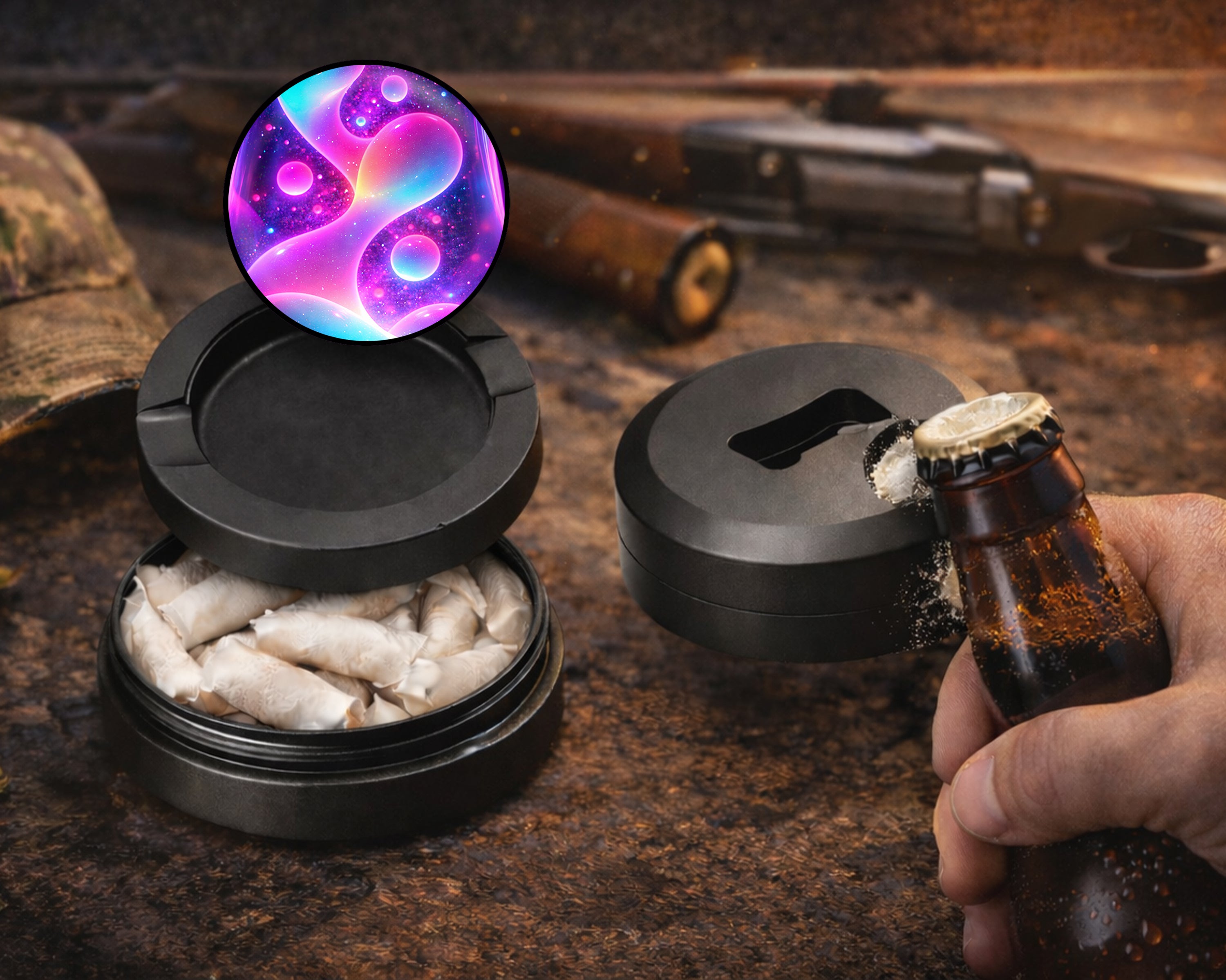 Glowing Lava Lamp Trippy Snus Storage Case Bottle Opener