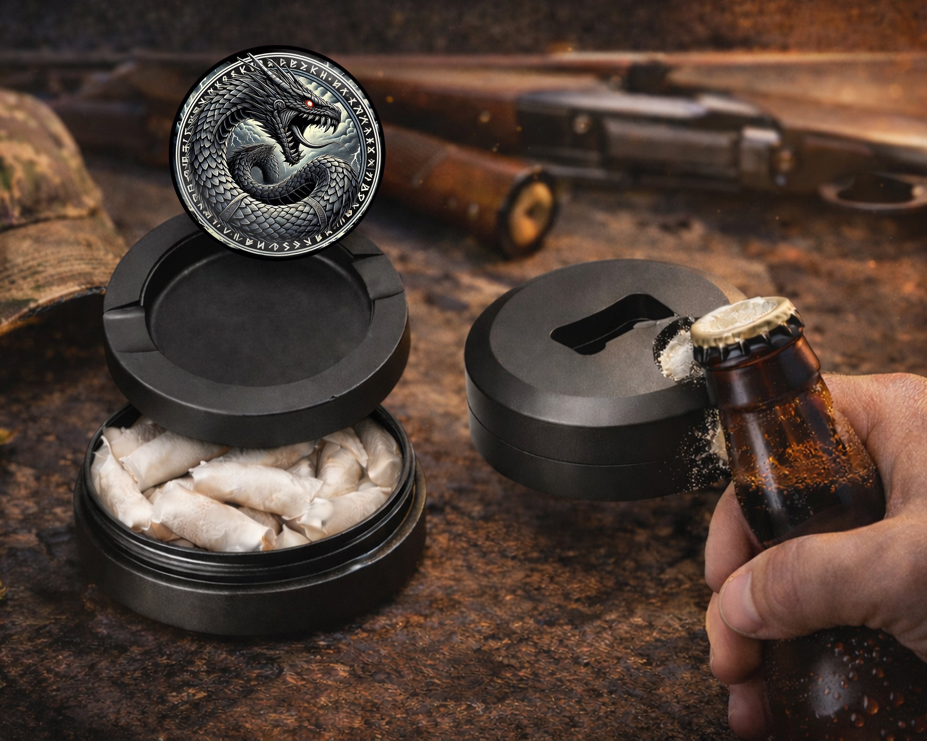 World Serpent Jormungandr Snus Storage Case Bottle Opener