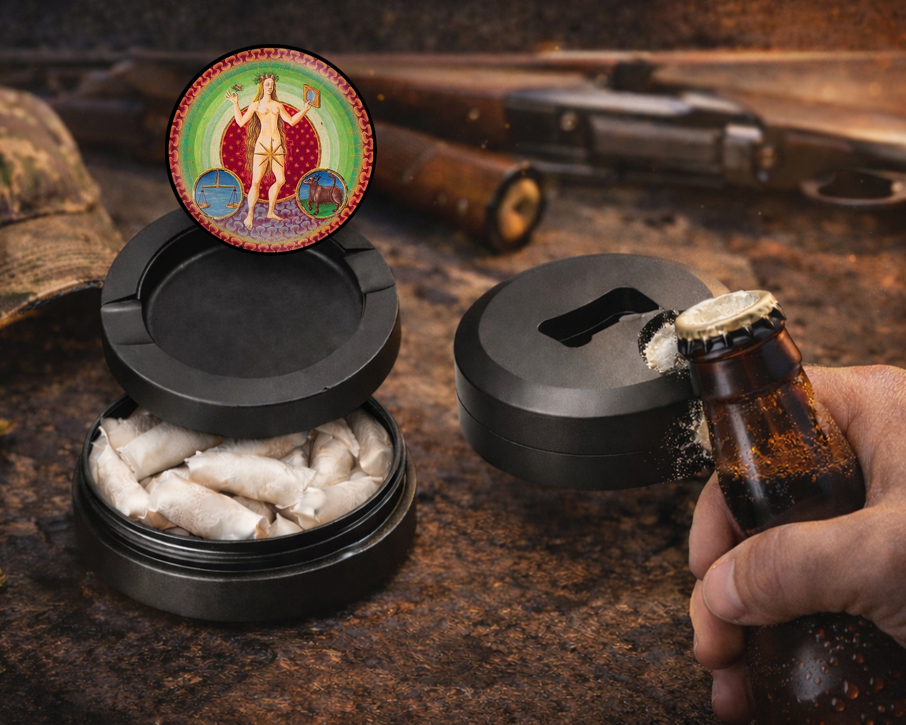 Medieval Venus Planetary Zodiac Snus Storage Case Bottle Opener