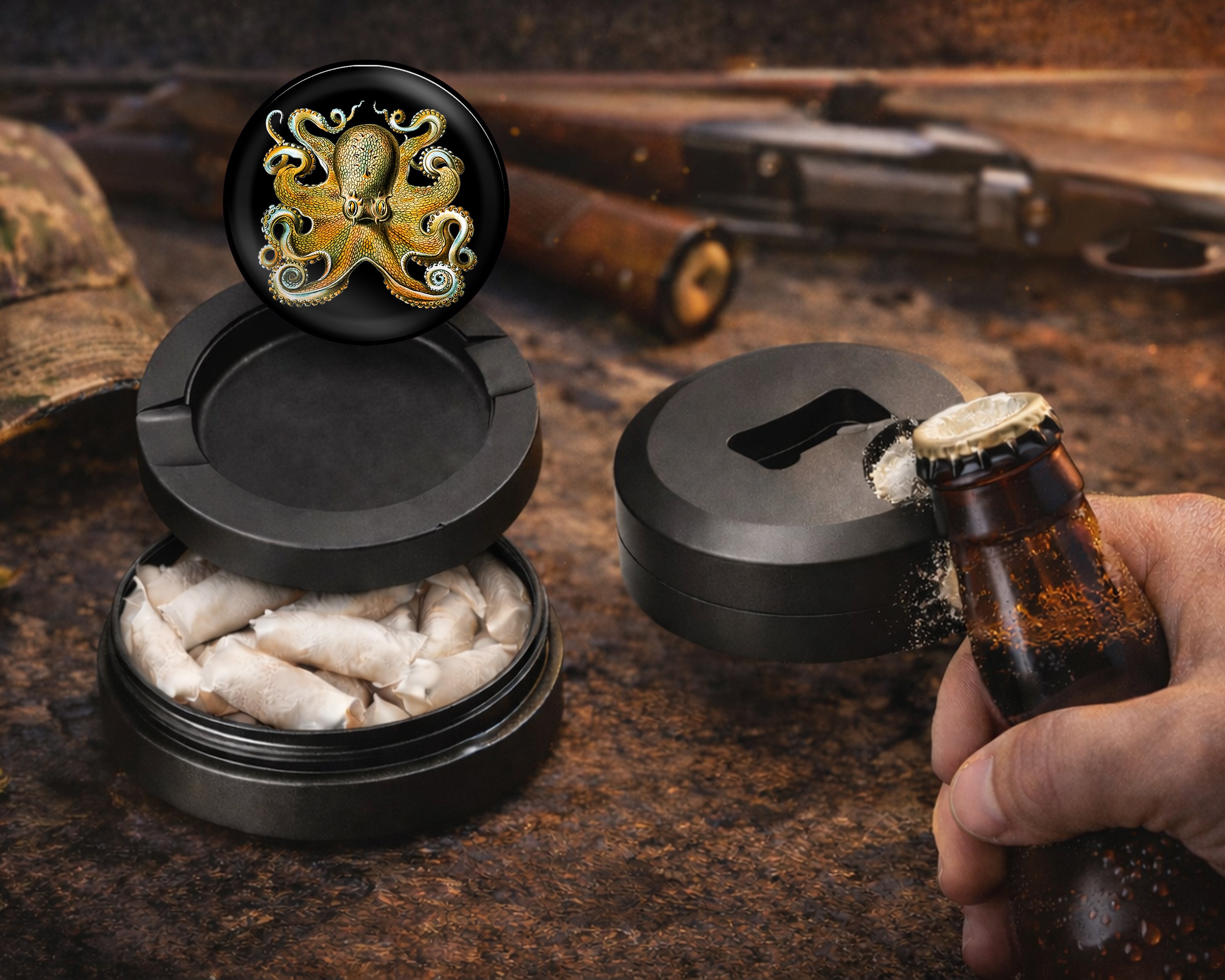 Octopus Grinder Whimsigoth  Snus Storage Case Bottle Opener