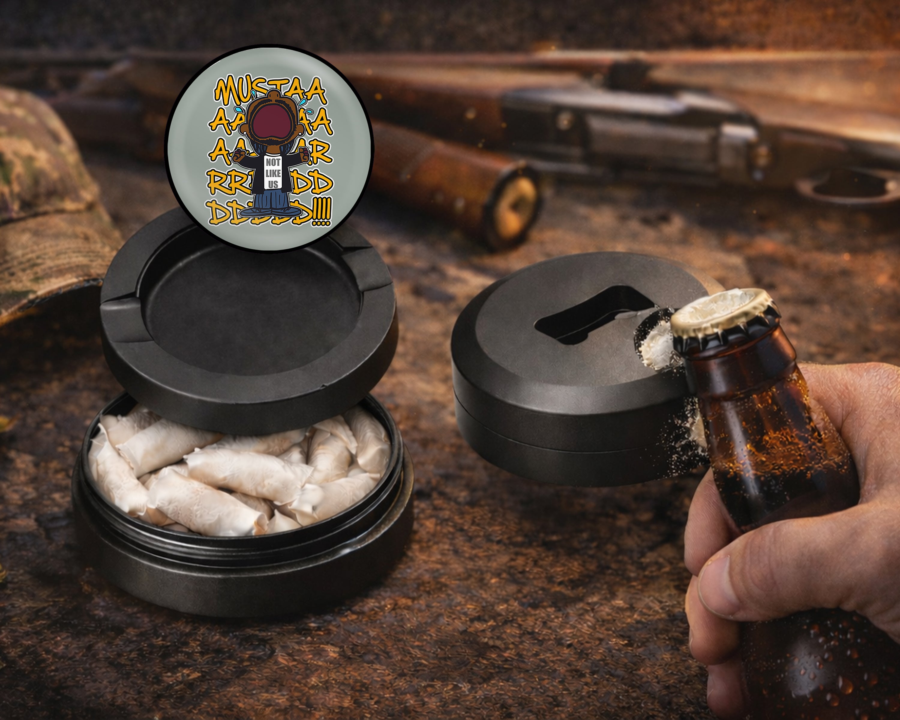 Mustard! Kdot Meme Snus Storage Case Bottle Opener