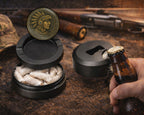 Ancient Mayan Warrior Medallion Art Snus Storage Case Bottle Opener