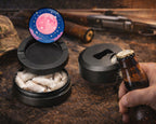 Pink Kawaii Crescent Moon with Stars Snus Storage Case Bottle Opener
