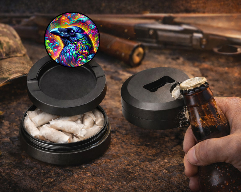 Trippy Raven Snus Storage Case Bottle Opener