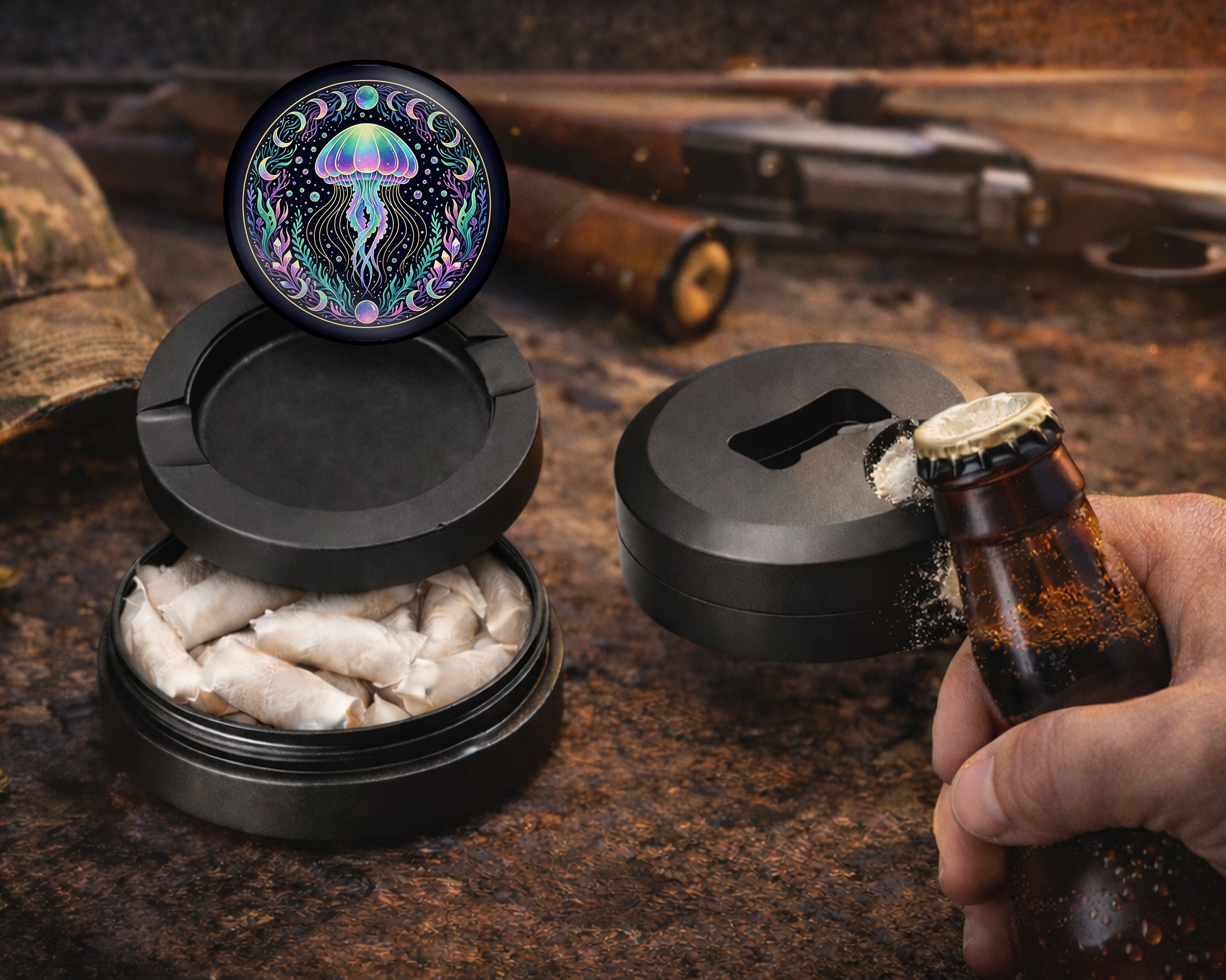 Mystic Moon Jellyfish Bloom Snus Storage Case Bottle Opener
