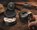 Celestial Moonphase Lion Crest Snus Storage Case Bottle Opener