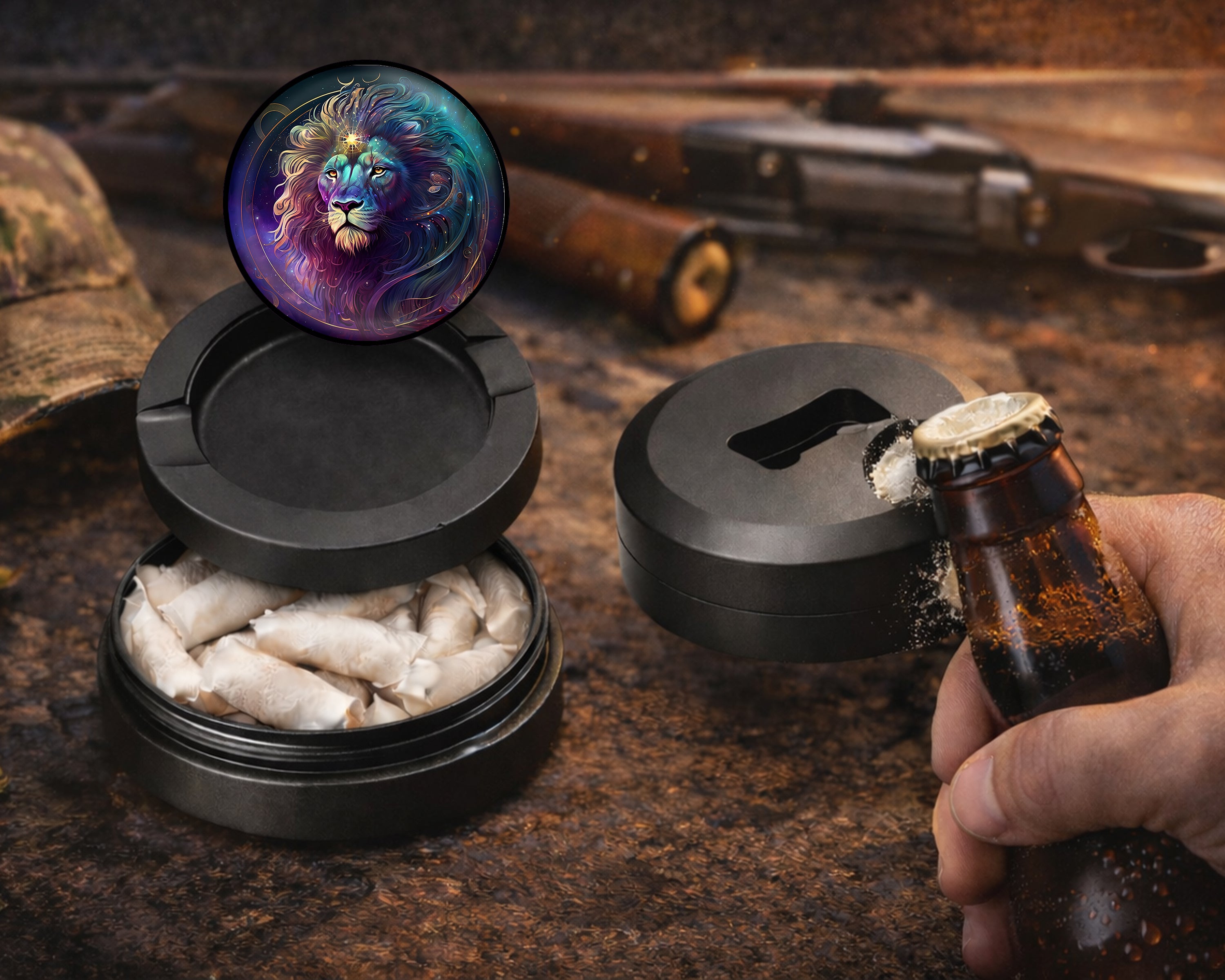 Lion Leo Gift Astrology Snus Storage Case Bottle Opener