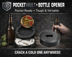 Grunge Skull and Rose Flash Art Circle Design Snus Storage Case Bottle Opener