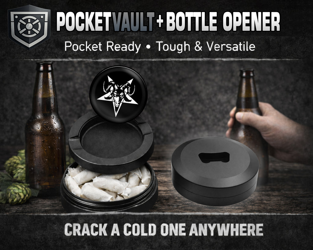 Goat Skull Satanic Snus Storage Case Bottle Opener