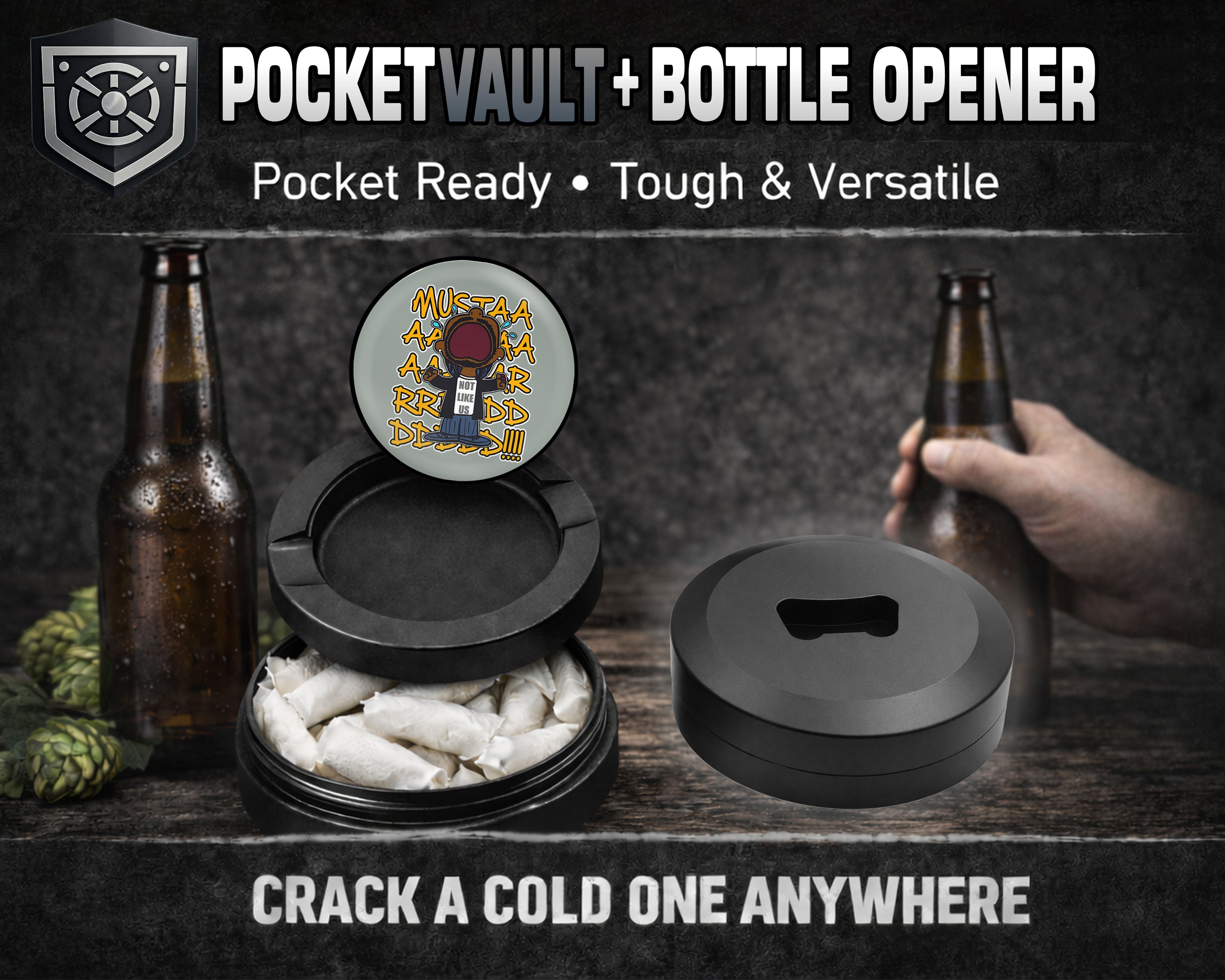 Mustard! Kdot Meme Snus Storage Case Bottle Opener