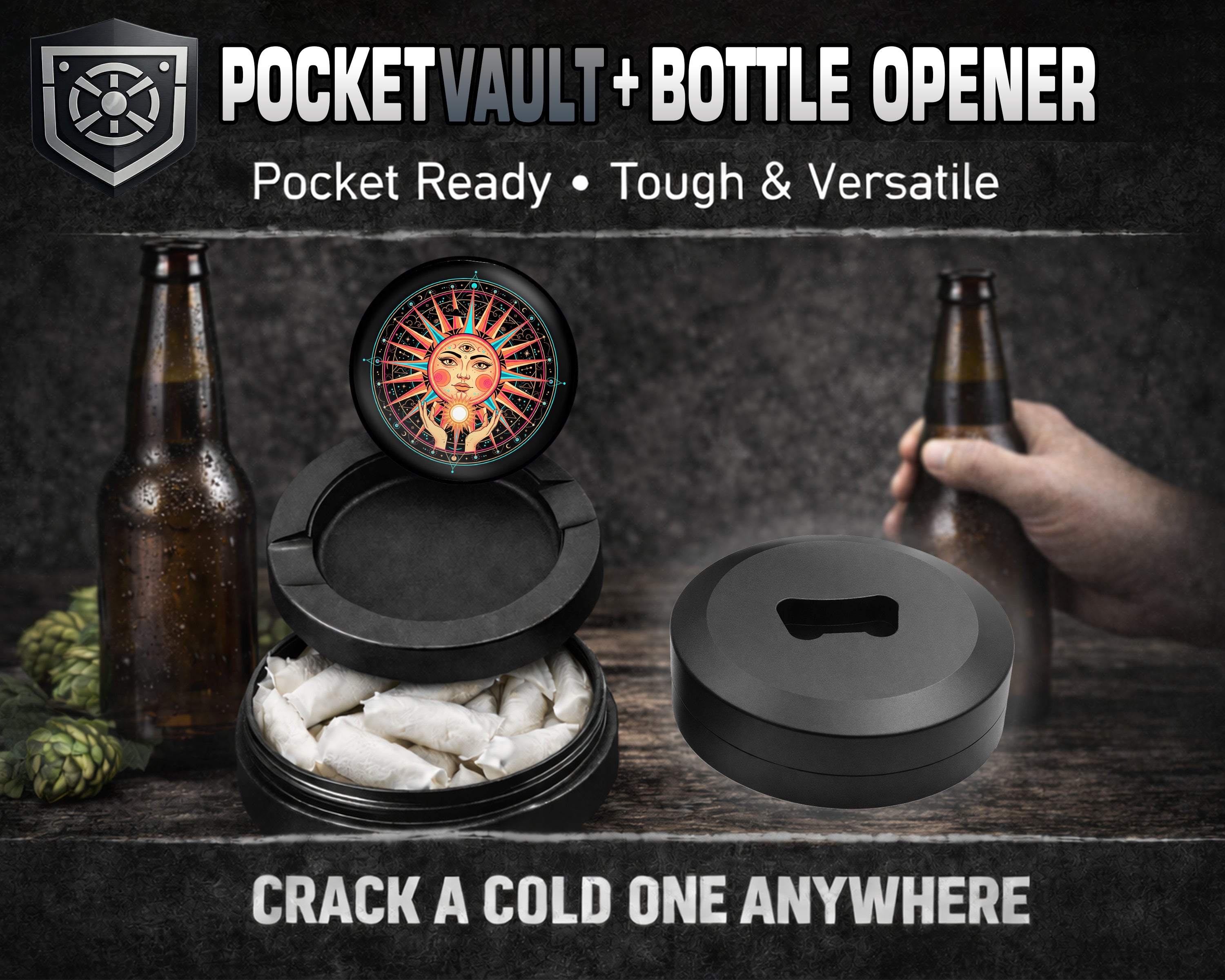 Third Eye Solar Goddess Snus Storage Case Bottle Opener