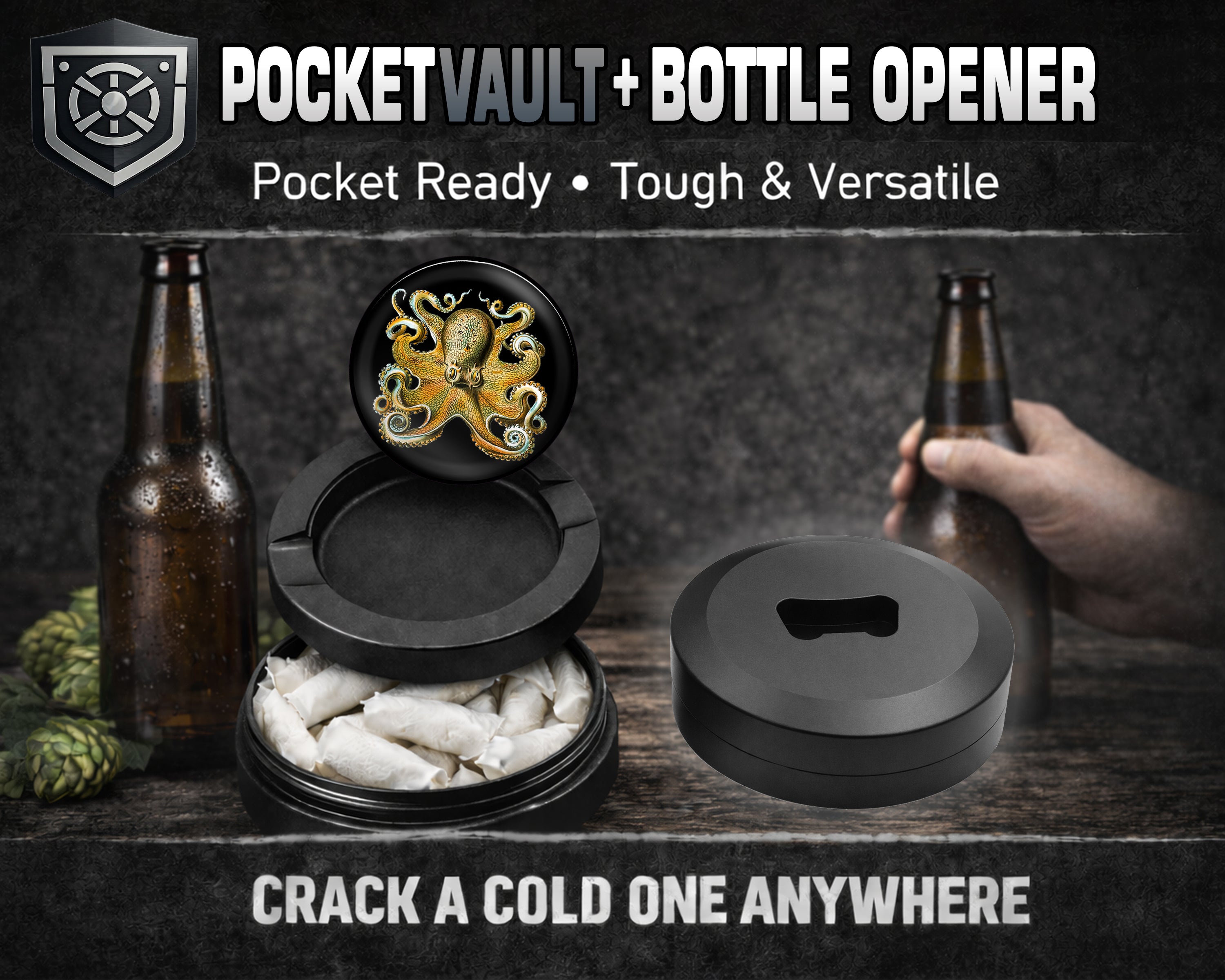 Octopus Grinder Whimsigoth  Snus Storage Case Bottle Opener