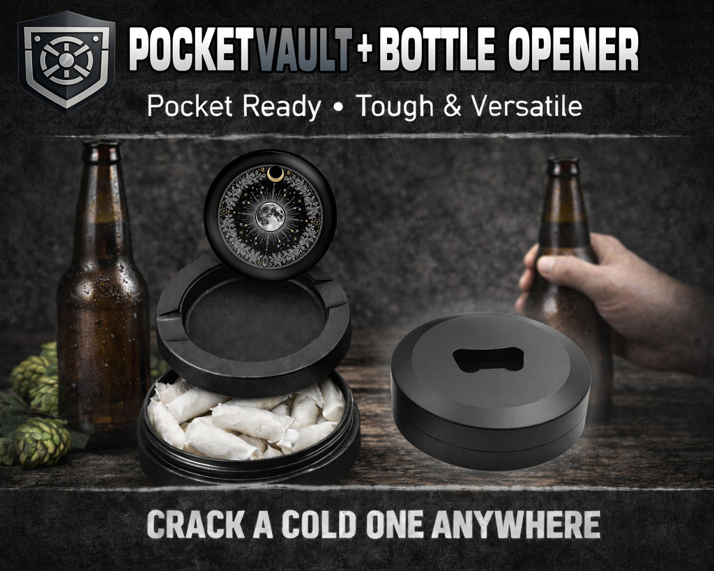 Lunar Bloom Celestial Circle Snus Storage Case Bottle Opener