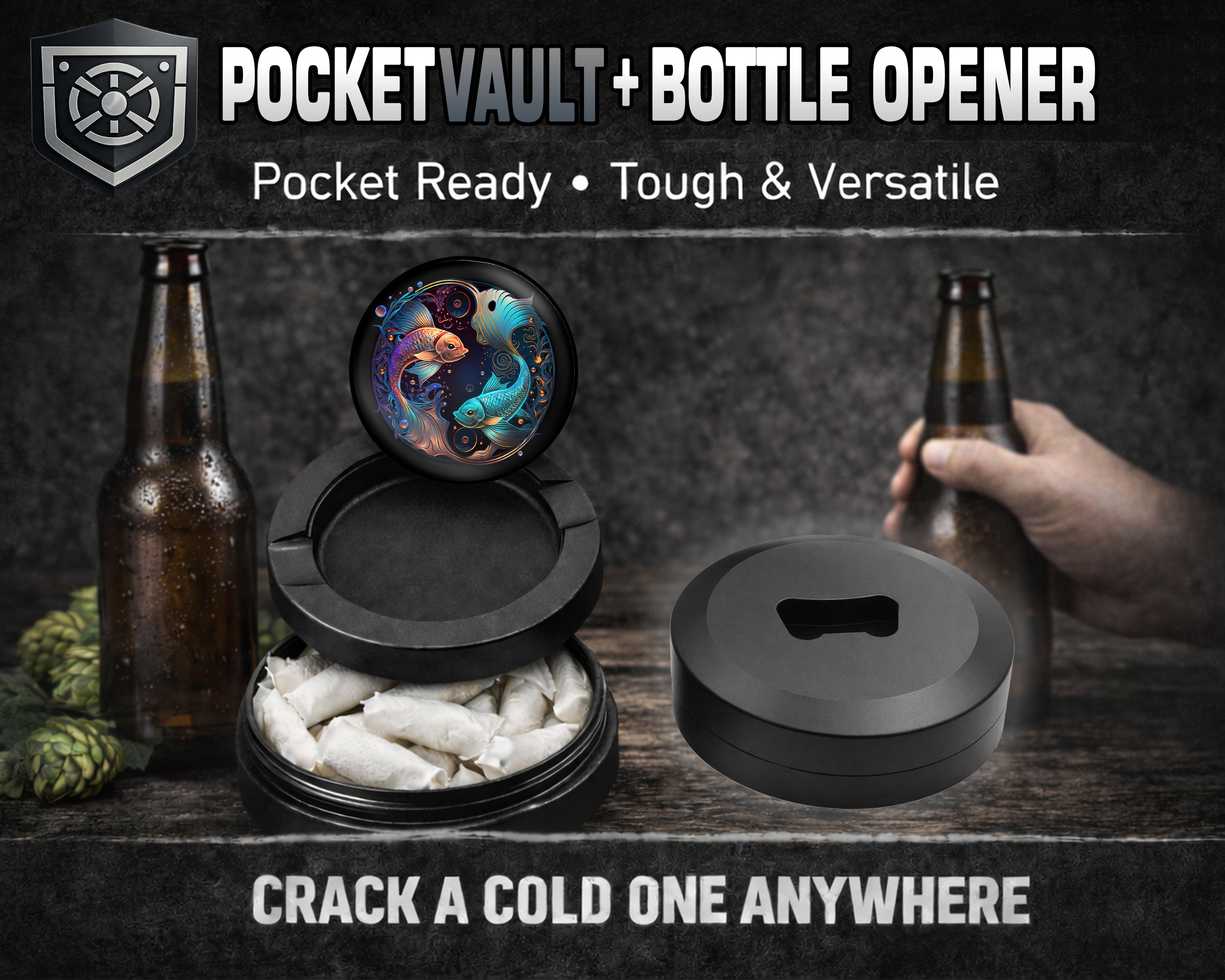 Pisces Zodiac Sign Fish Symbol Snus Storage Case Bottle Opener