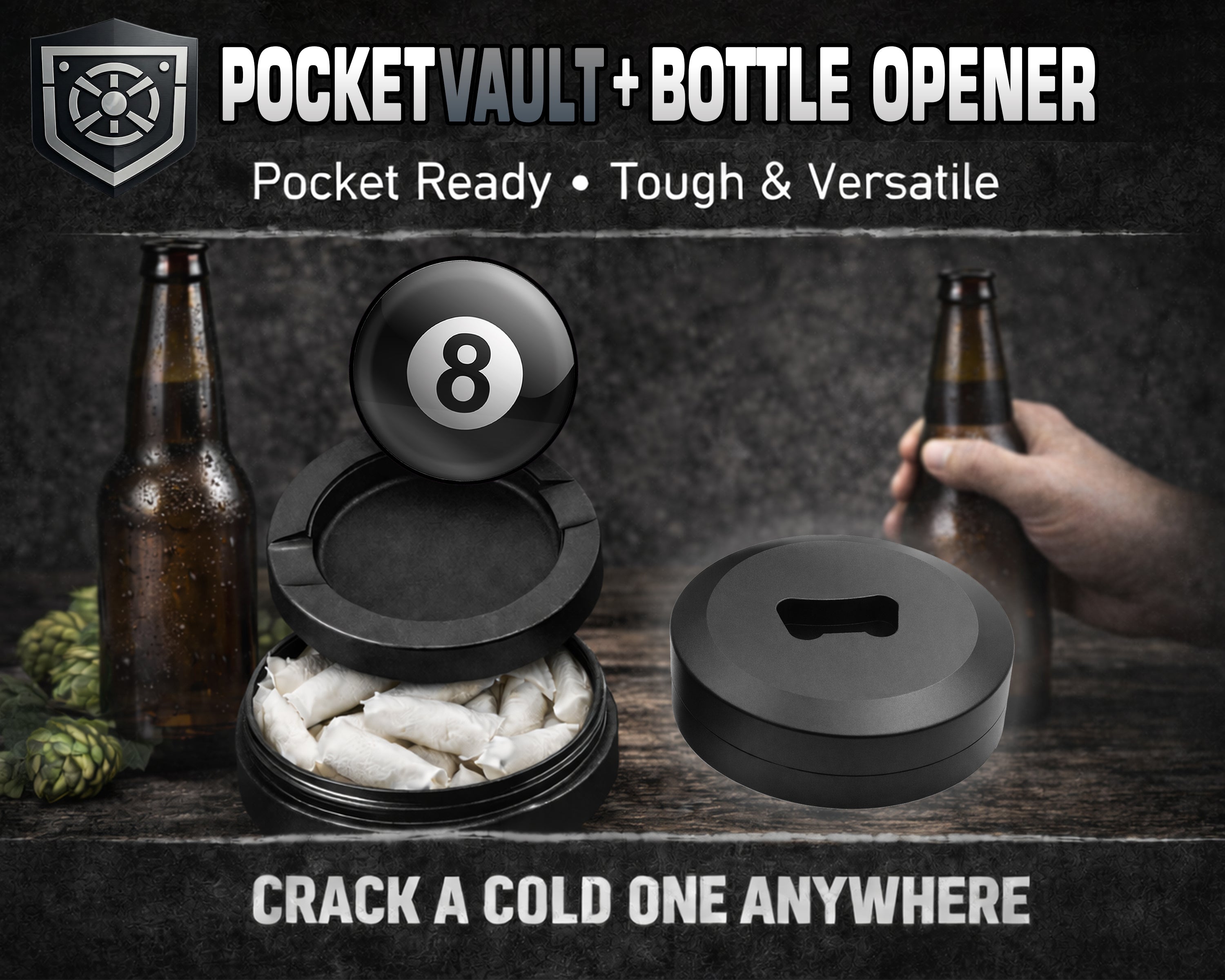 Magic 8 Ball Snus Storage Case Bottle Opener