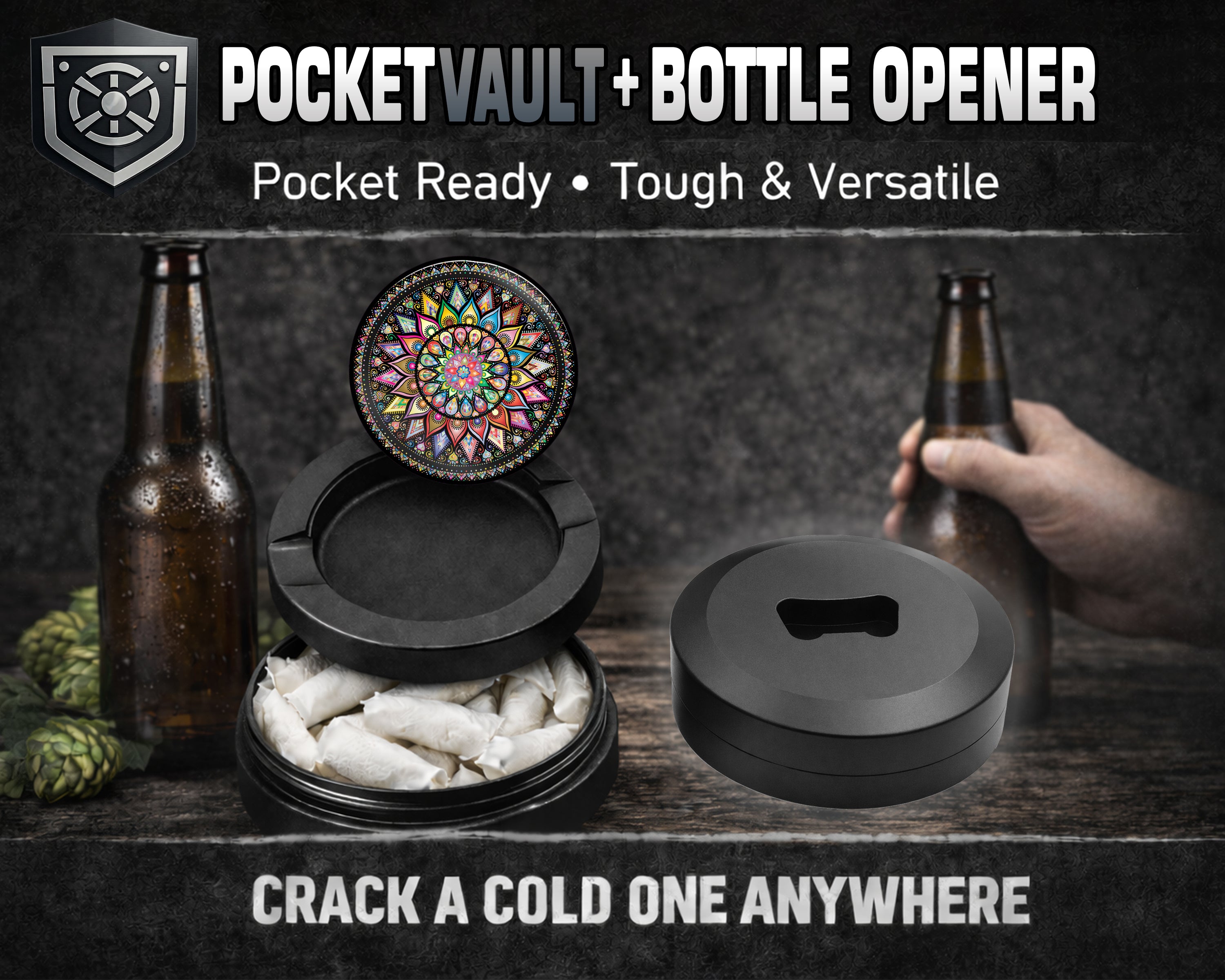 Mandala Trippy  Snus Storage Case Bottle Opener