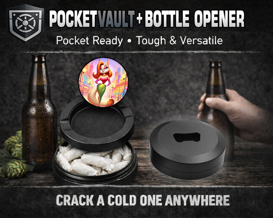 Jessica Rabbit as a Cat Grinder, Bombshell Feline Animated Snus Storage Case Bottle Opener