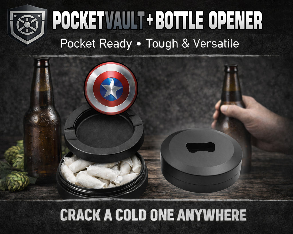 Captain Shield Superhero Comic Art Emblem Snus Storage Case Bottle Opener