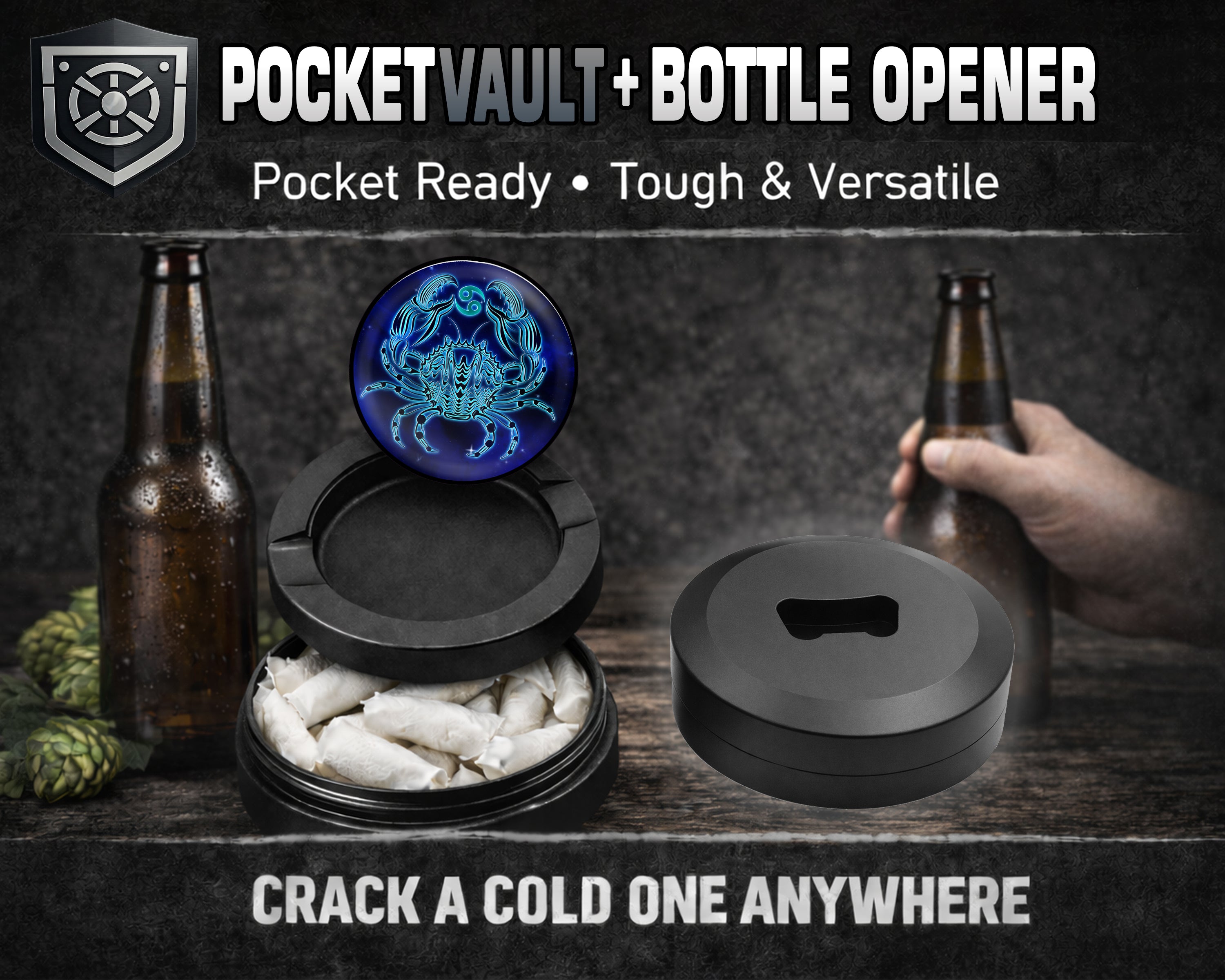 Cancer Zodiac Sign Snus Storage Case Bottle Opener