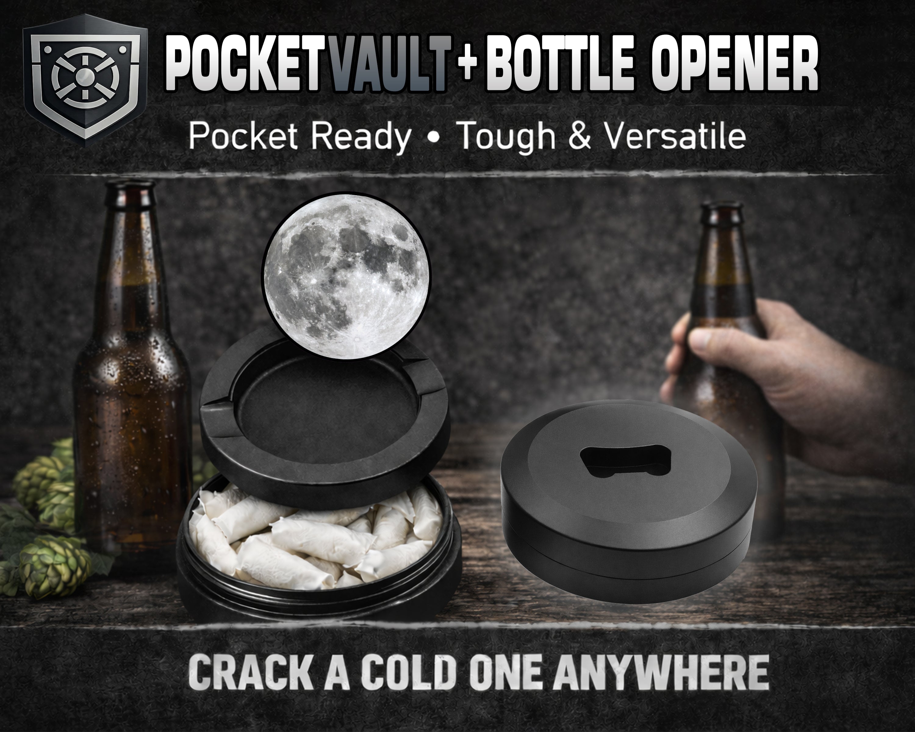 Full Moon Snus Storage Case Bottle Opener