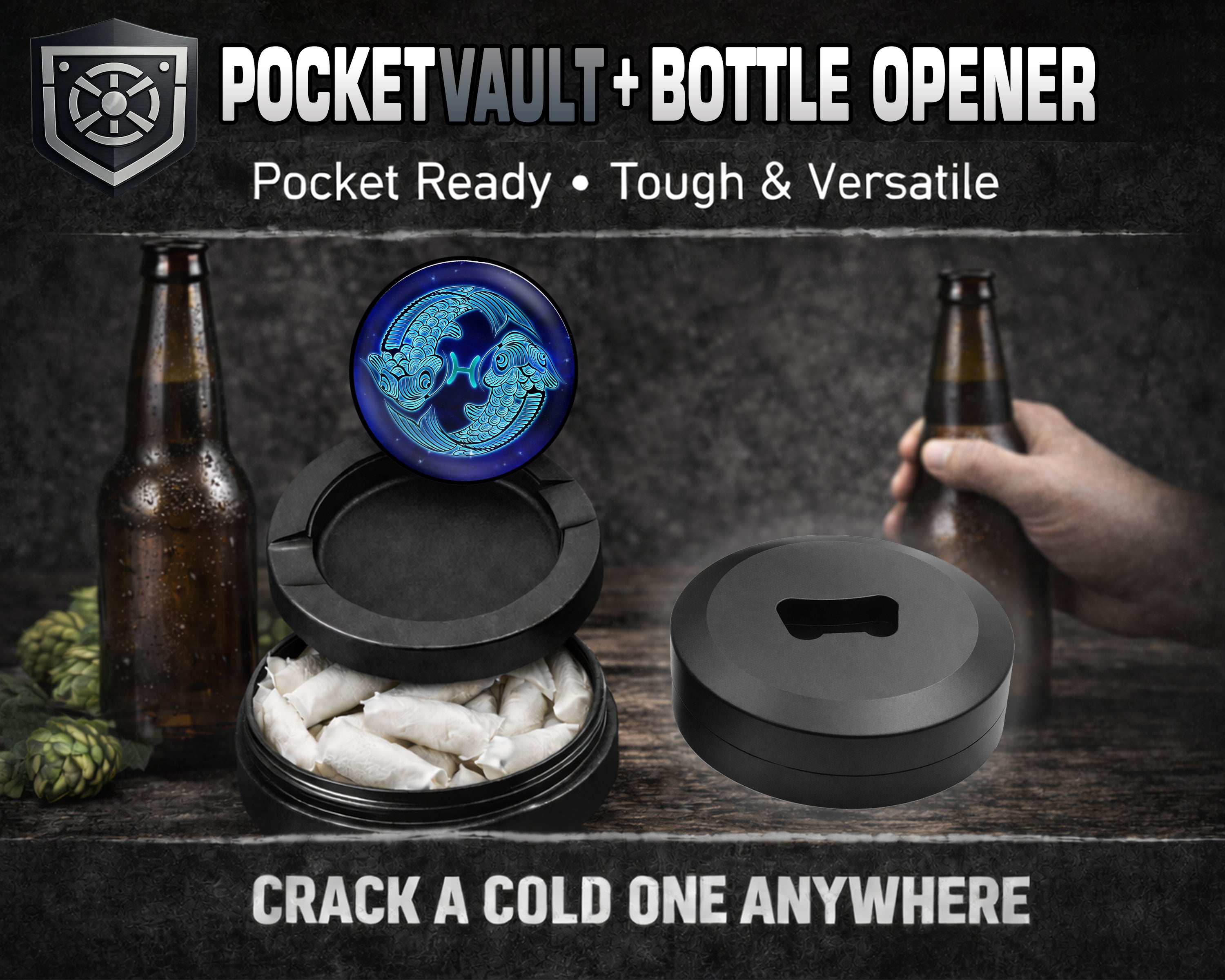Pisces Zodiac Sign Astrology Snus Storage Case Bottle Opener