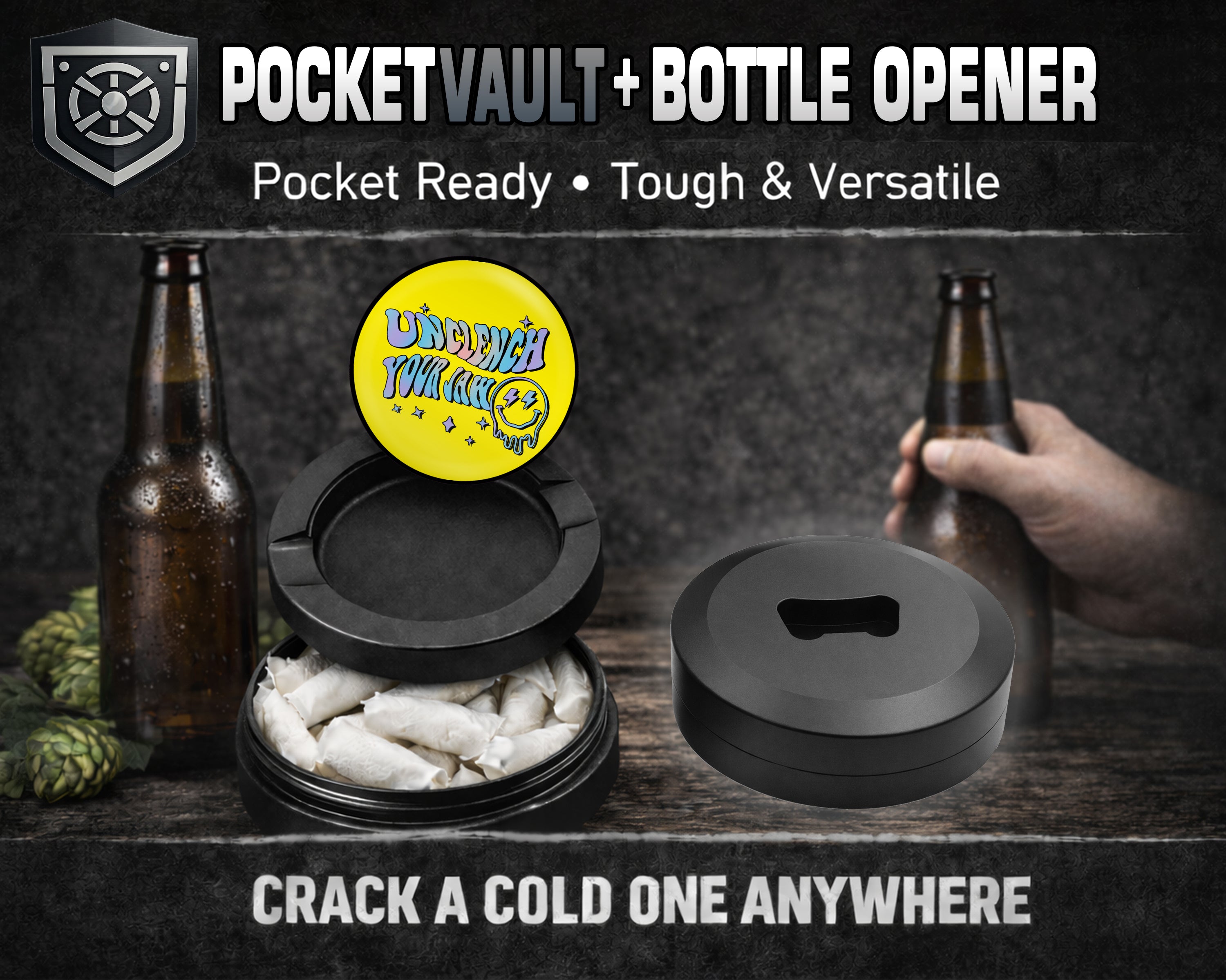 Unclench Your Jaw Snus Storage Case Bottle Opener