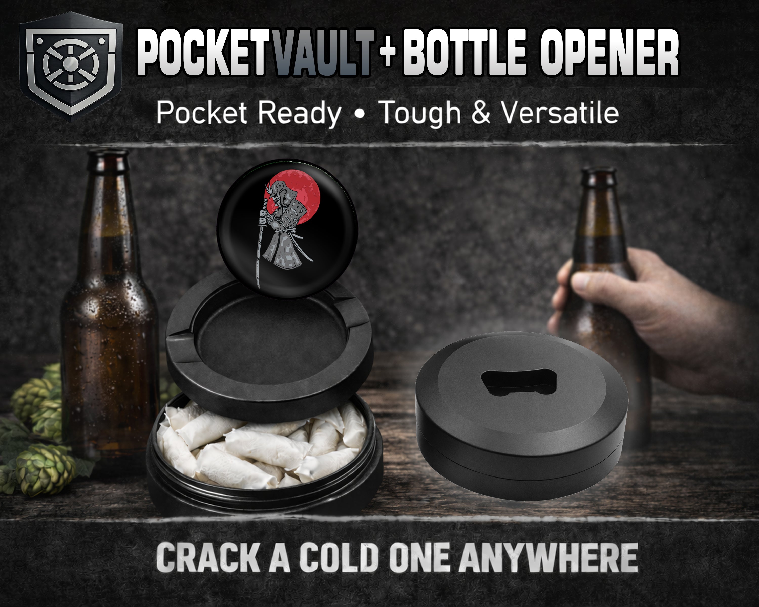 Japanese Samurai Anime Snus Storage Case Bottle Opener