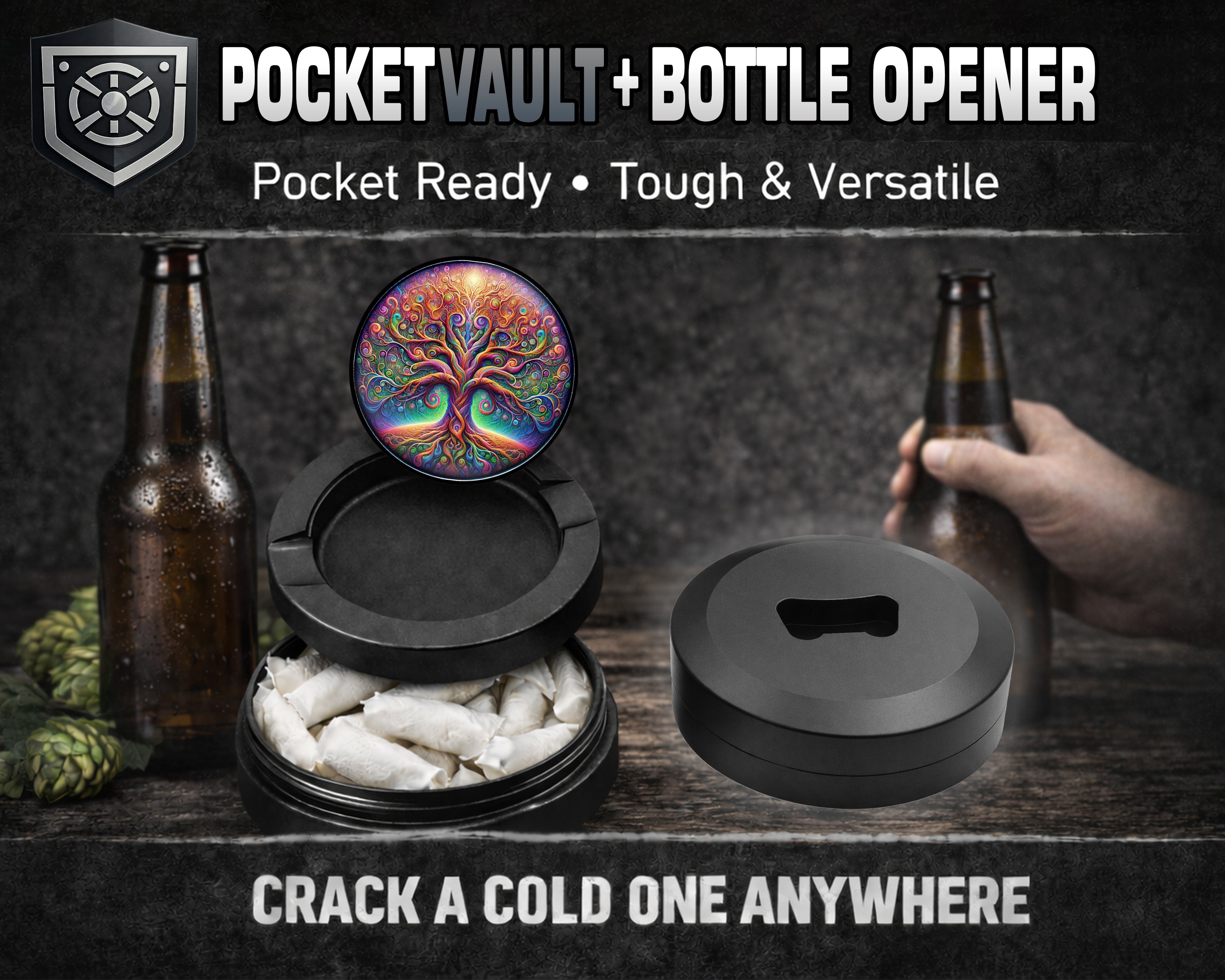 Psychedelic Tree Of Life Snus Storage Case Bottle Opener