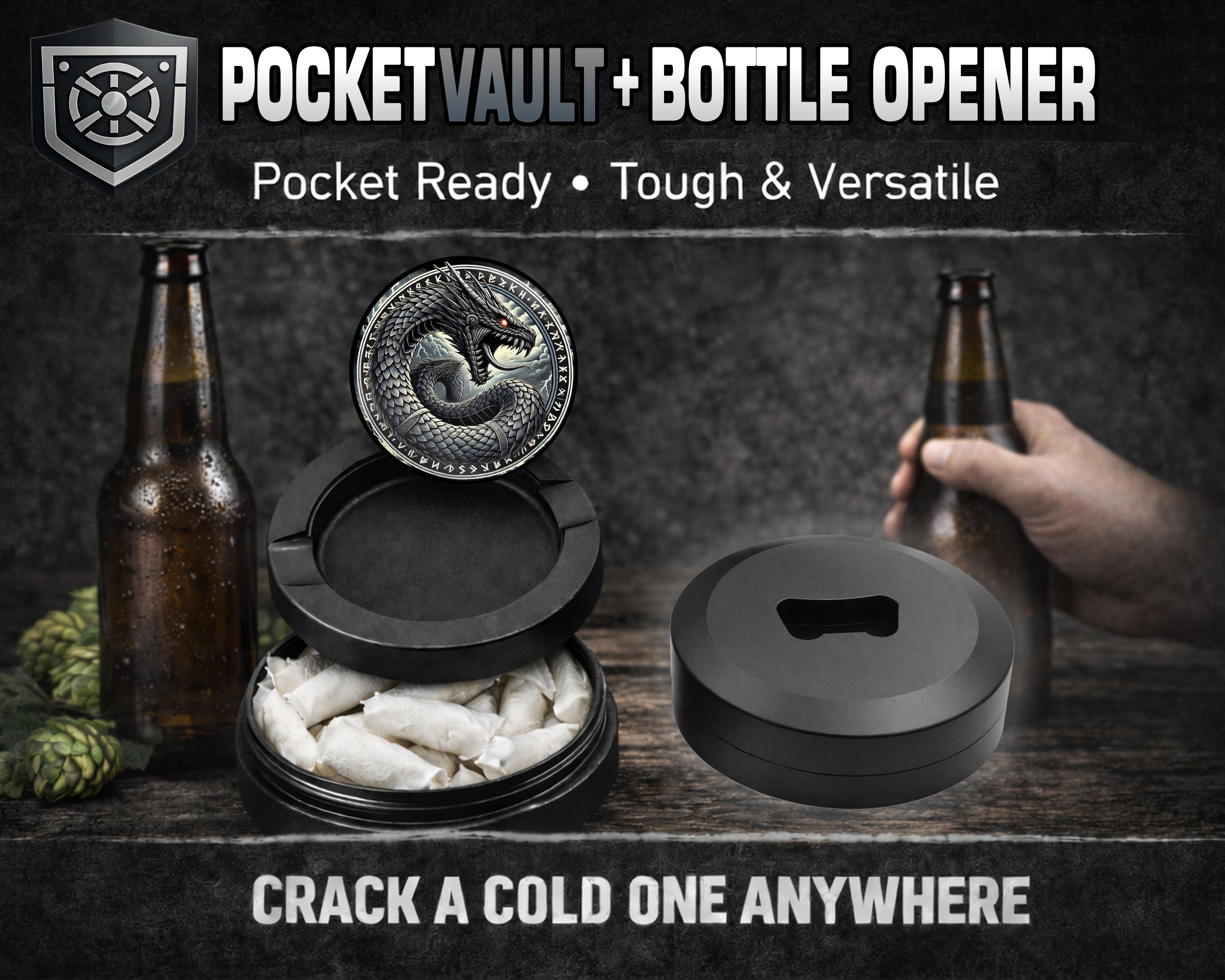 World Serpent Jormungandr Snus Storage Case Bottle Opener
