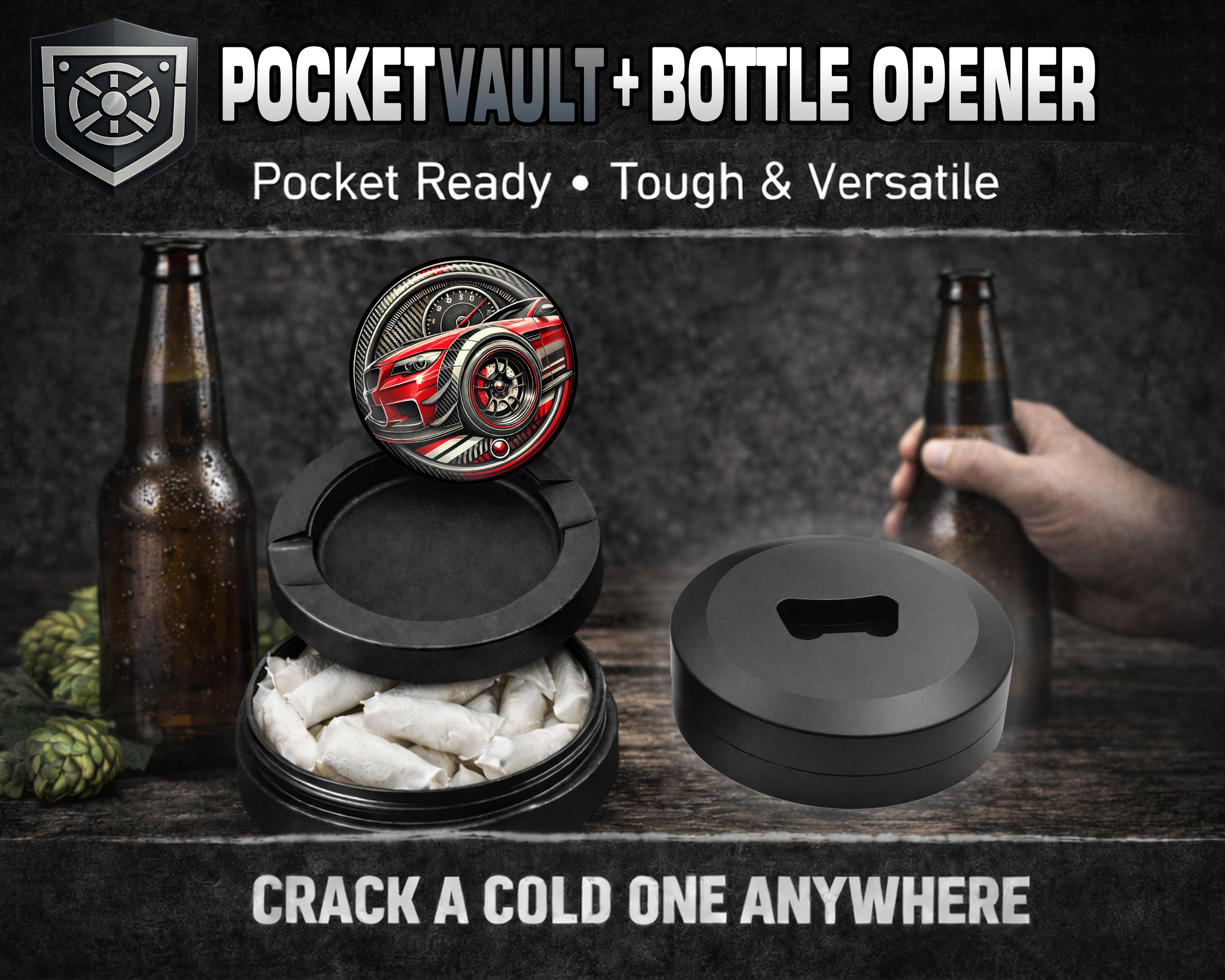 Racing Stripes Snus Storage Case Bottle Opener