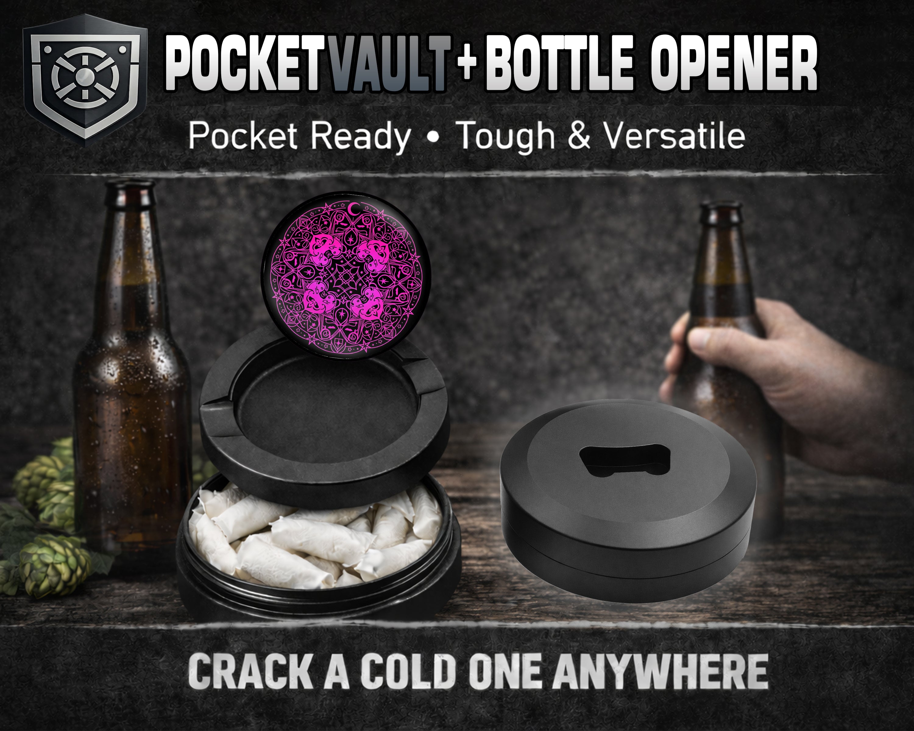 Witchy Cosmic Sigil Mandala Snus Storage Case Bottle Opener