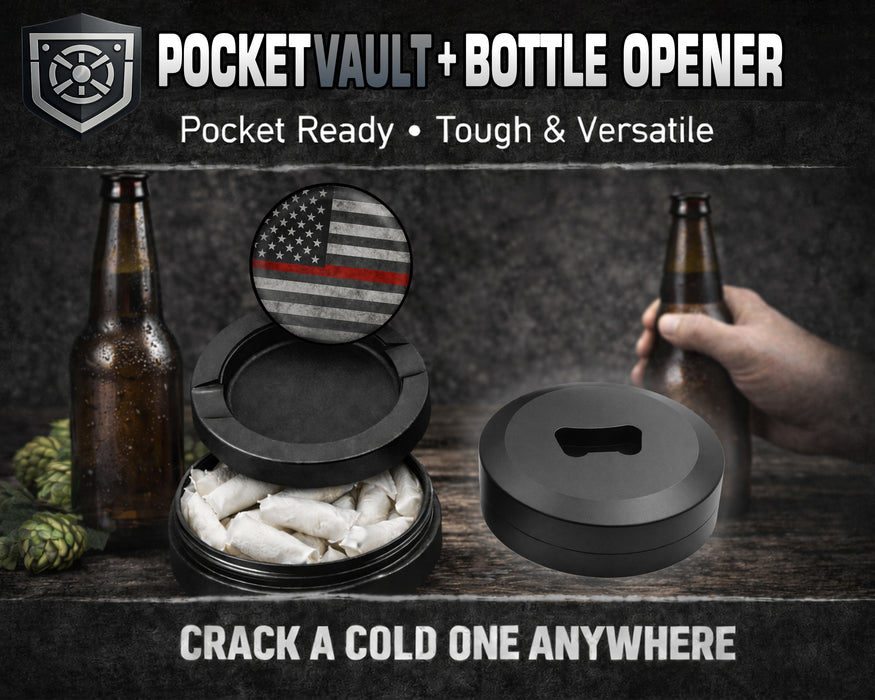 Thin Red Line - Support Firefighters Flag Snus Storage Case Bottle Opener