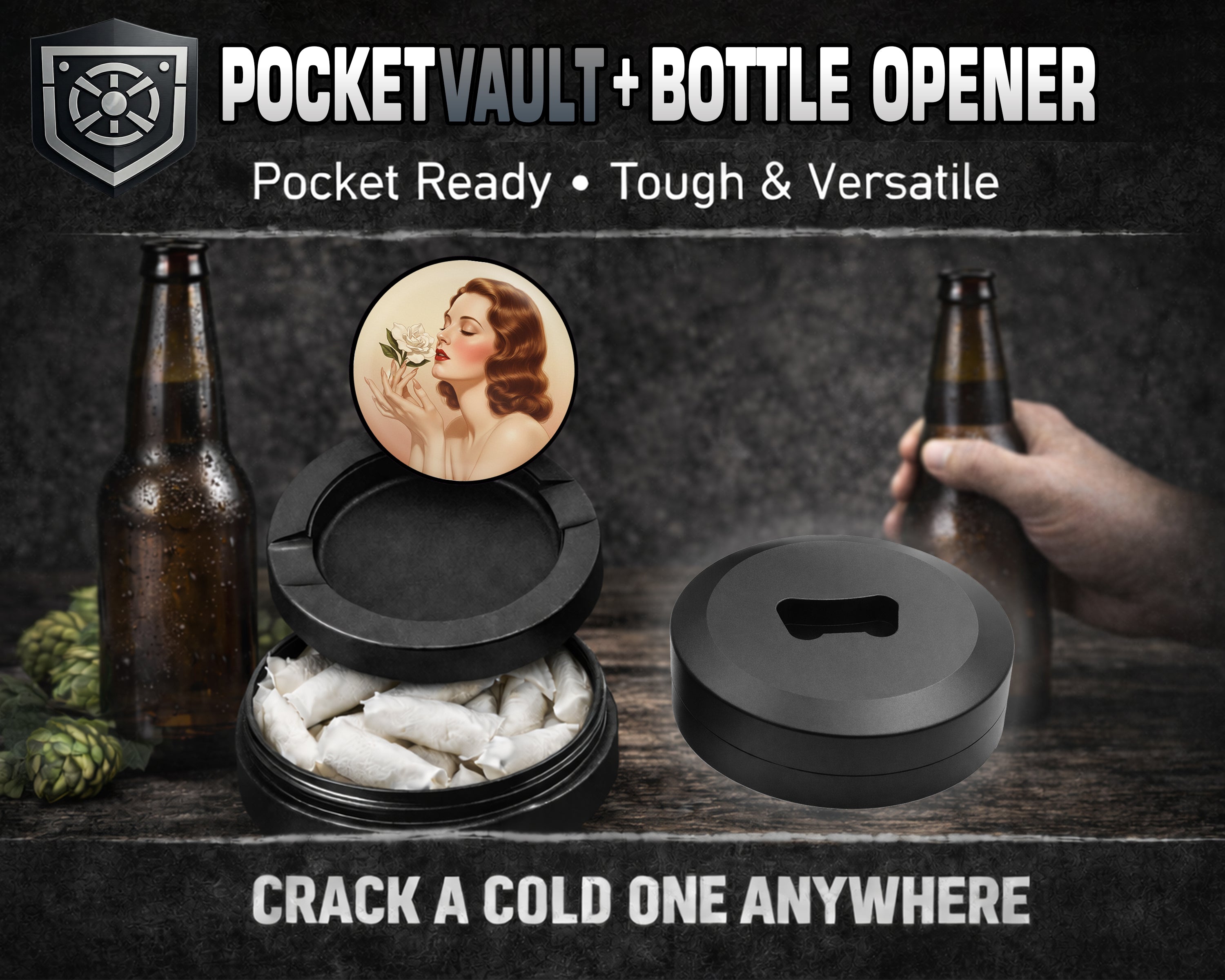 Vintage Rose Scented Beauty Snus Storage Case Bottle Opener