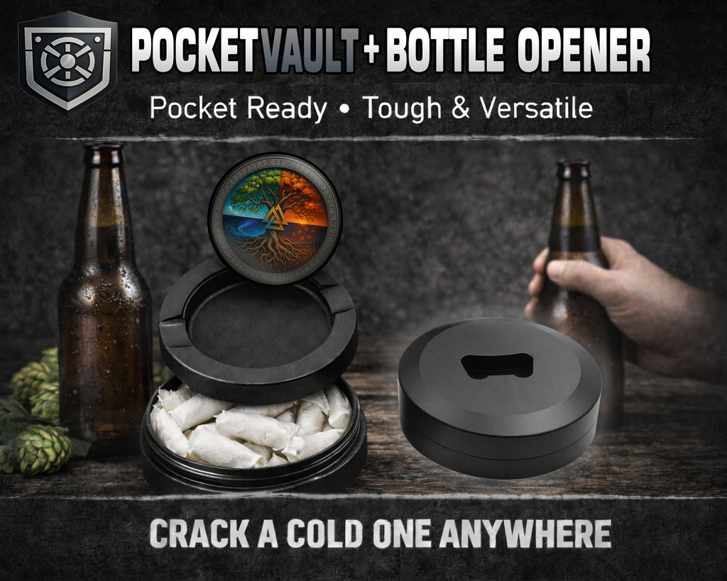 Valknut Tree of Seasons Snus Storage Case Bottle Opener