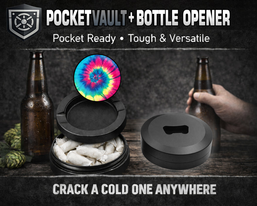 Peace, Love and Tie Dye Snus Storage Case Bottle Opener