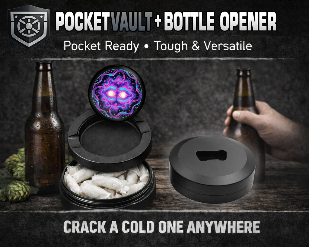 Psychedelic Cosmic Sun Face Snus Storage Case Bottle Opener