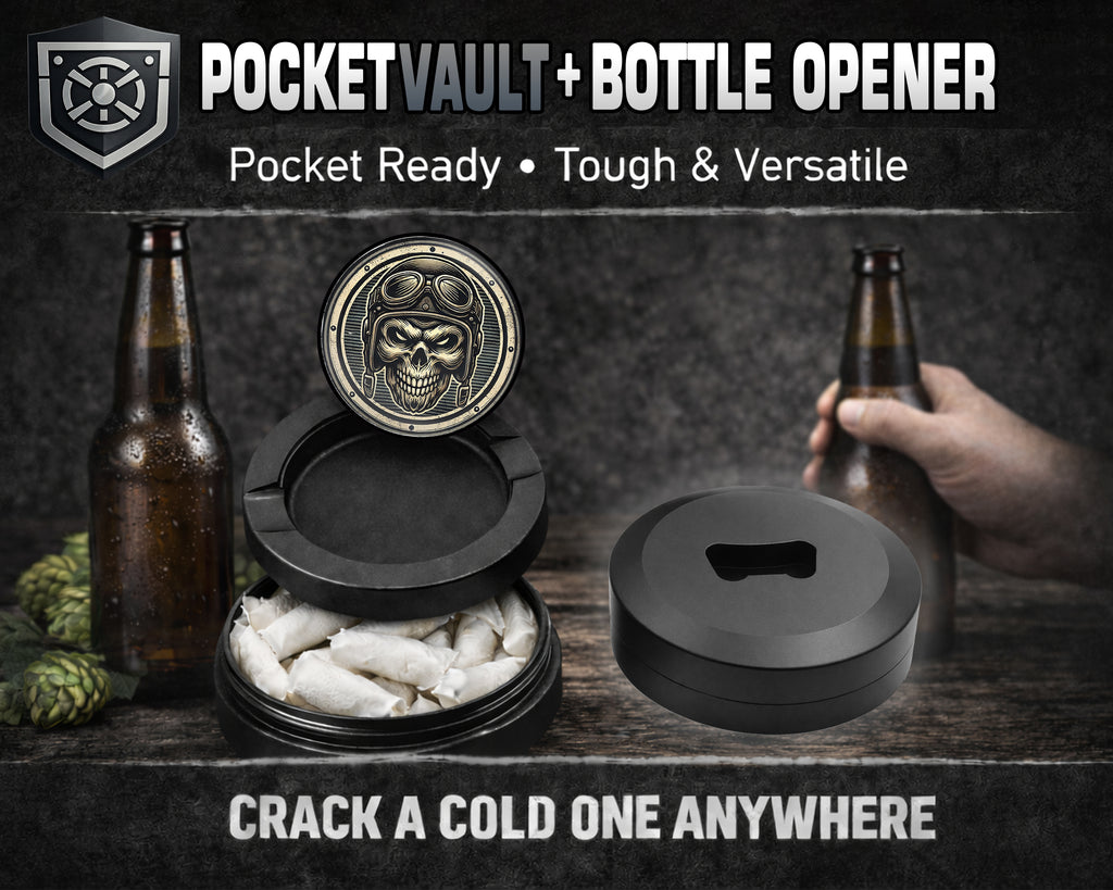 Biker Skull Snus Storage Case Bottle Opener
