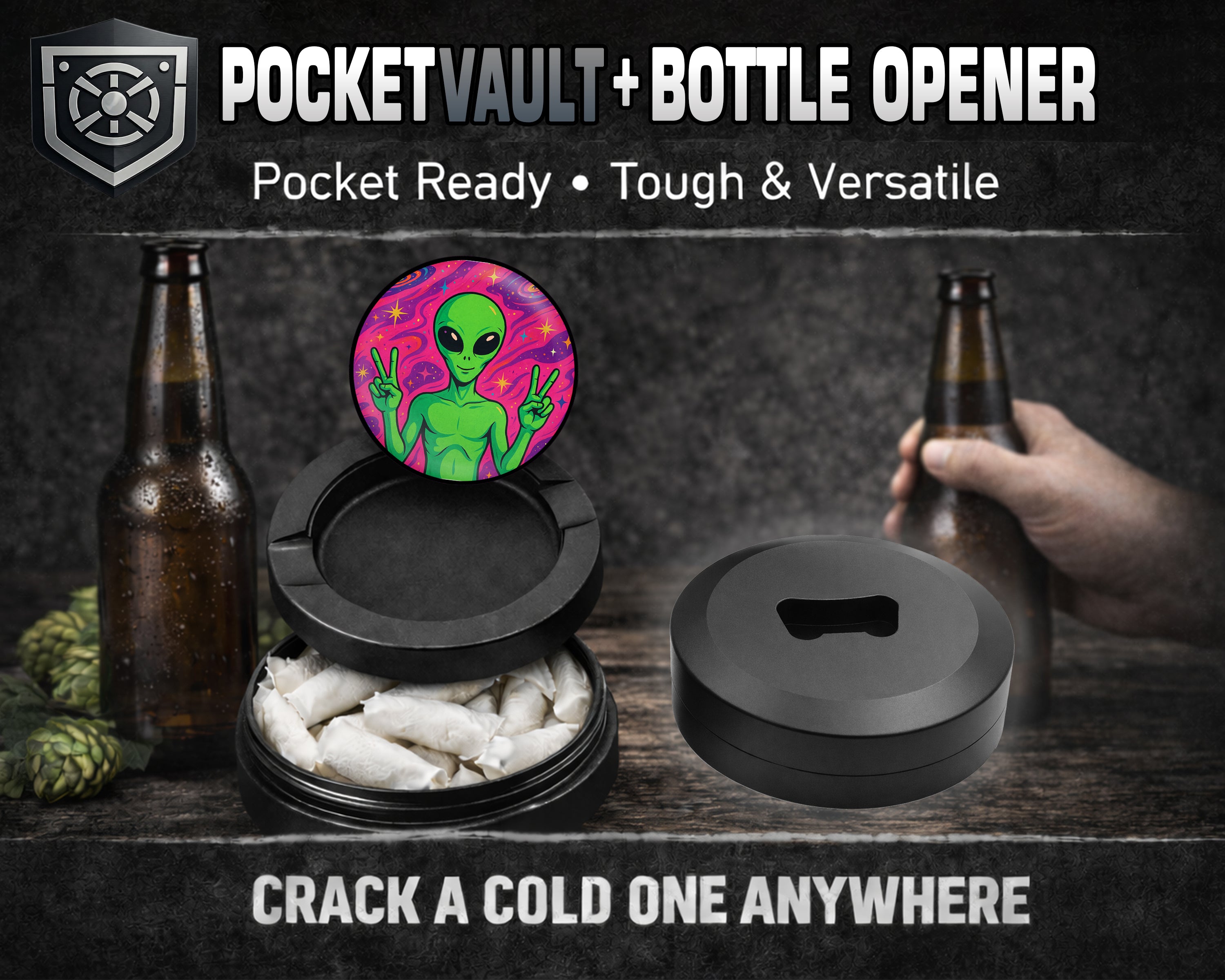 Alien We Come In Peace Snus Storage Case Bottle Opener