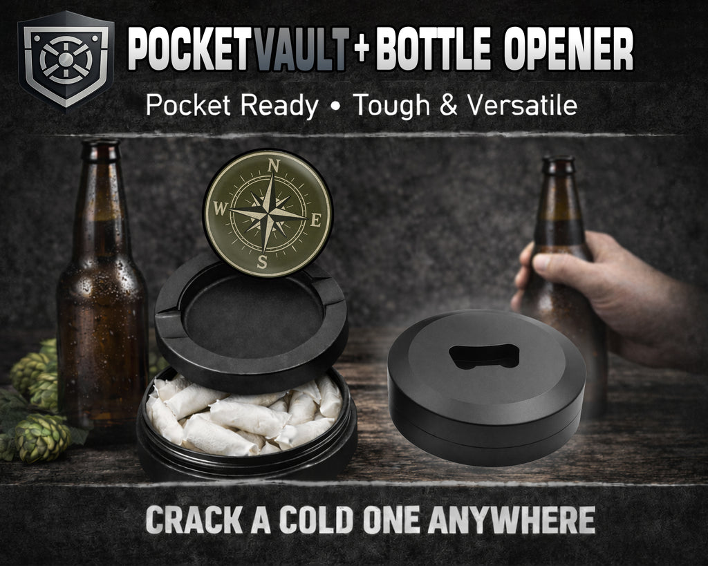 Vintage Compass Snus Storage Case Bottle Opener