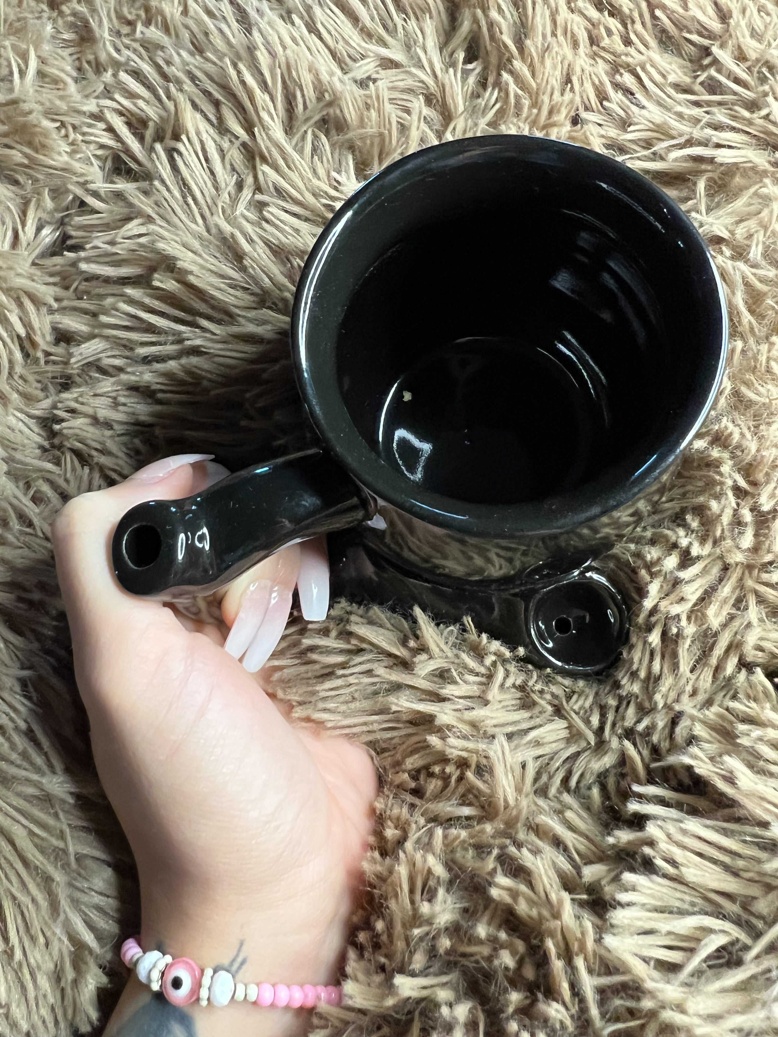 Sip N' Sesh Ceramic Mug and Pipe | Pipe Mug For Coffee, Tea and Dry Herb