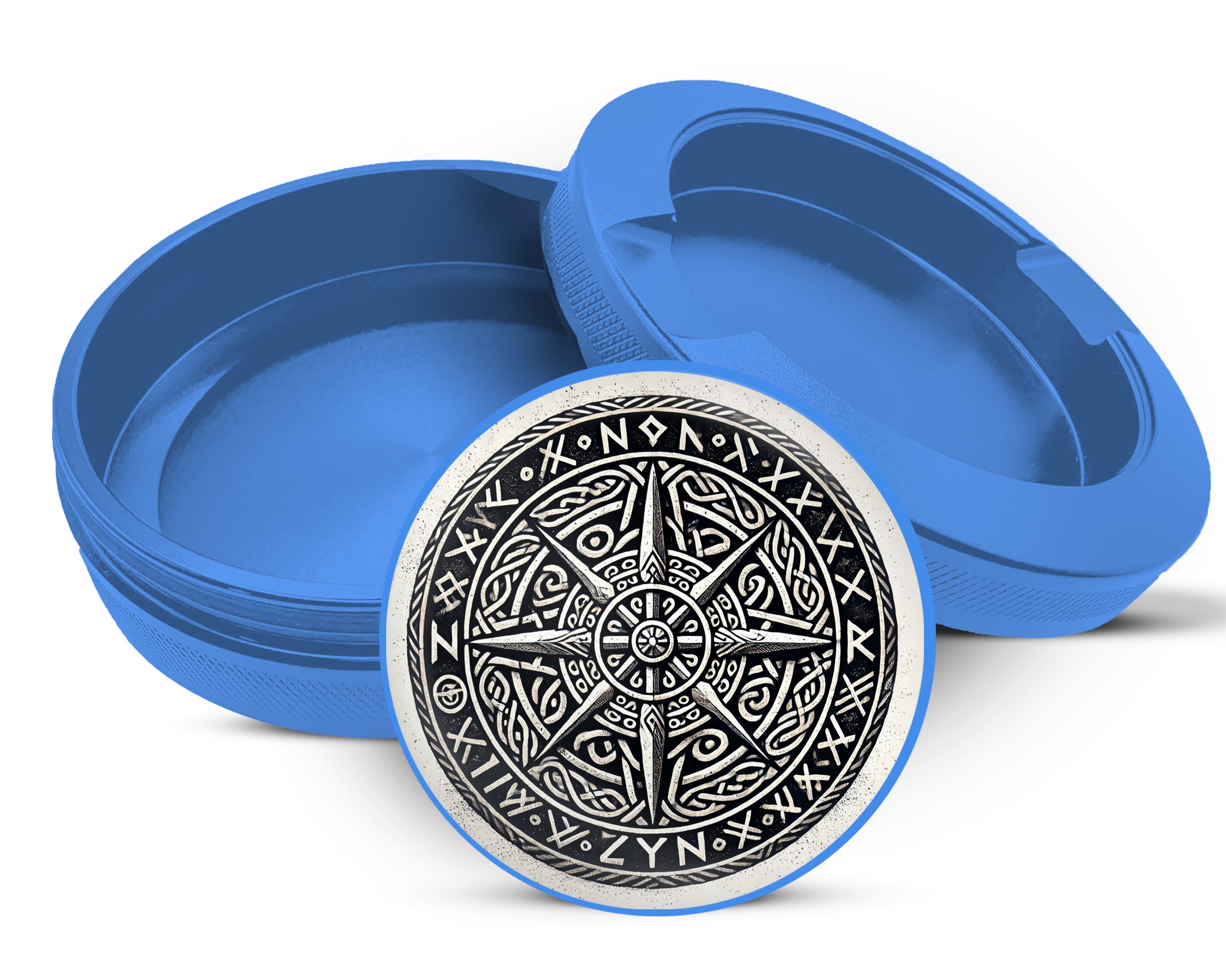 Nordic Compass Rune Emblem Snus Storage Case Blue