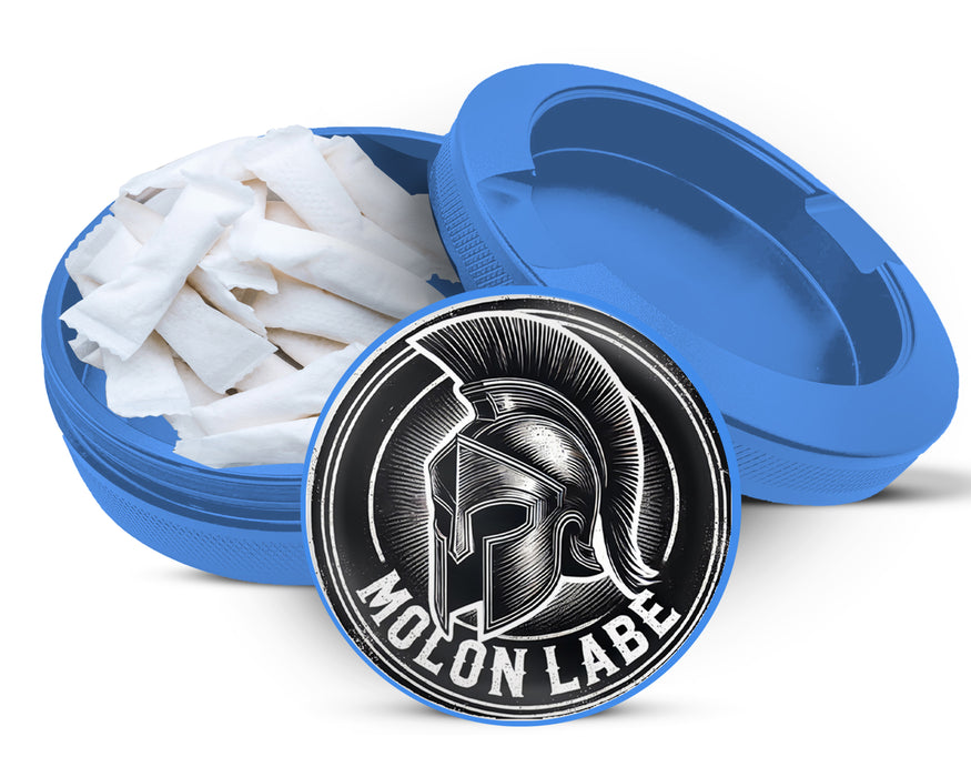 Molon Labe Spartan Helmet Snus Storage Case Blue