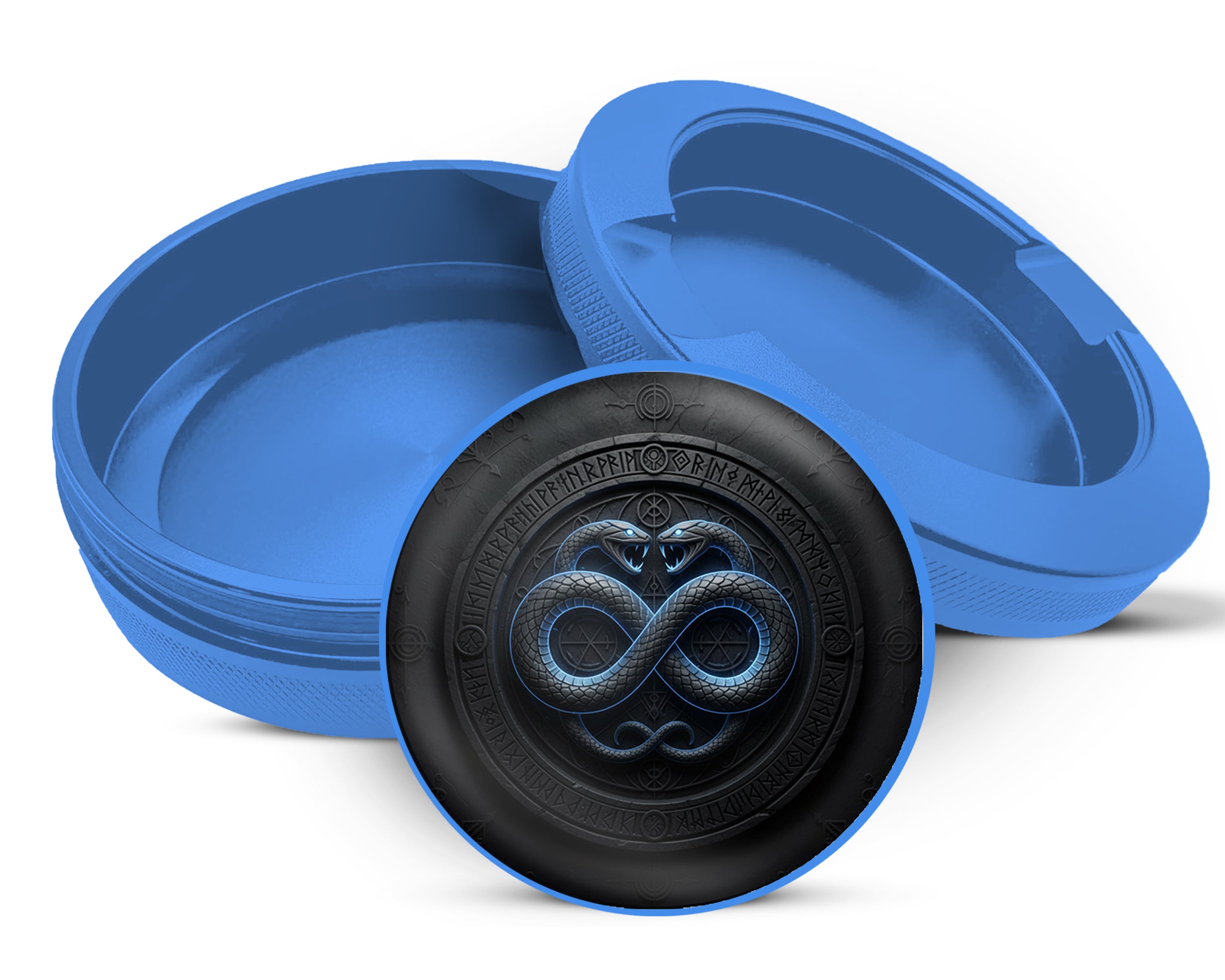Infinity Serpents Rune Circle Snus Storage Case Blue