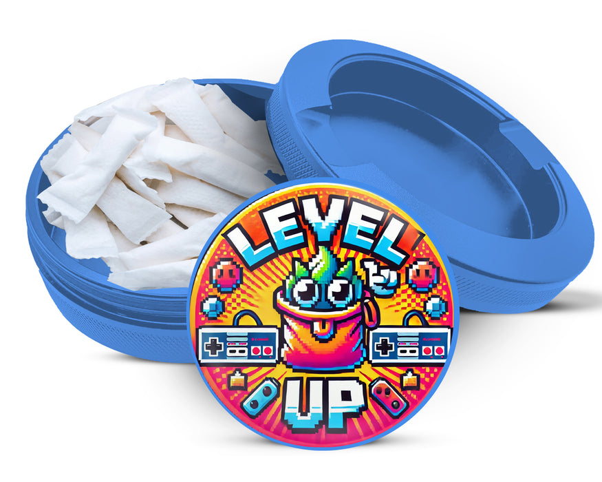 LEVEL UP Gamer Snus Holder, 8-Bit Retro Snus Storage Case Blue