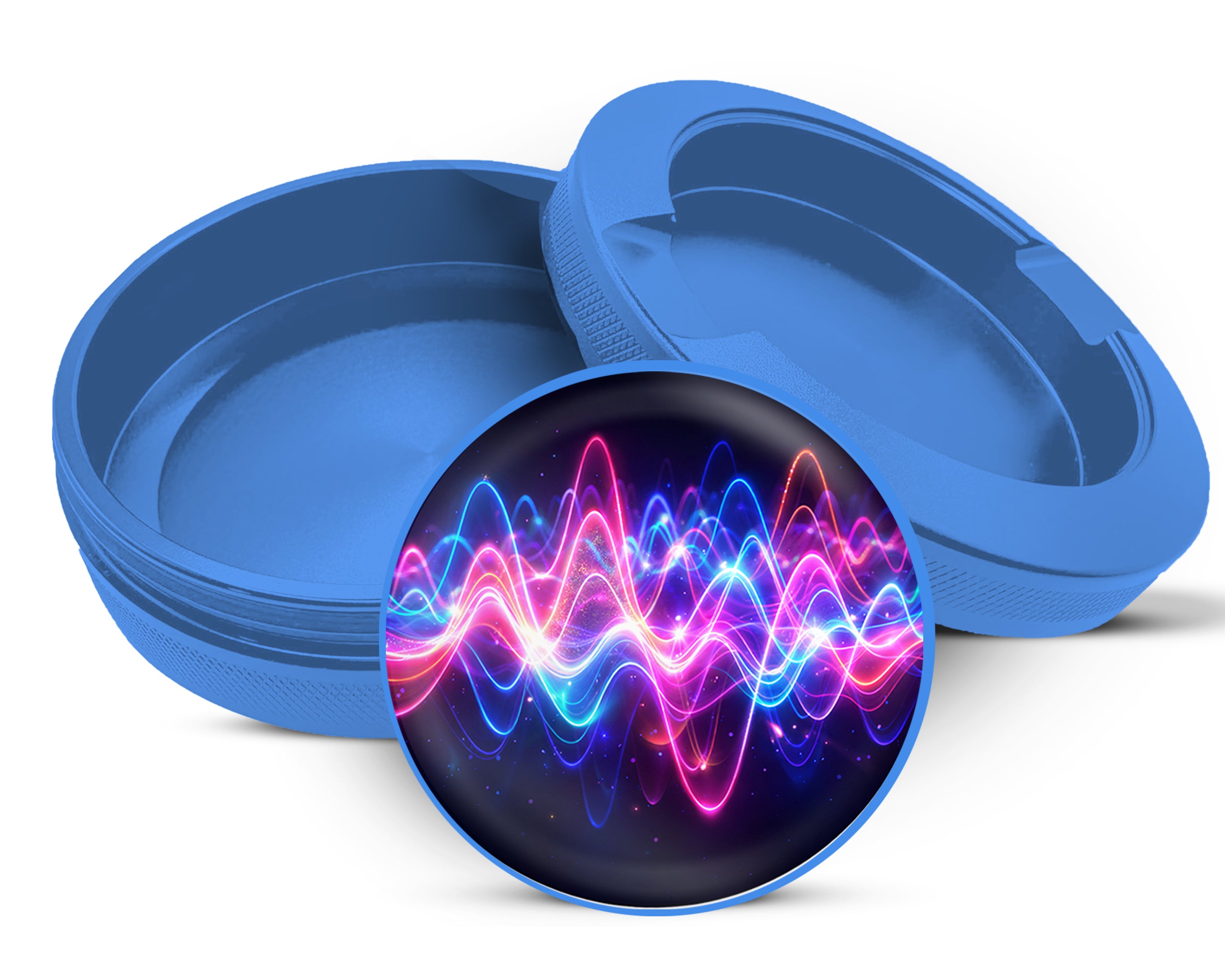 Neon Soundwave Vibes Audio Frequency Art Snus Storage Case Blue