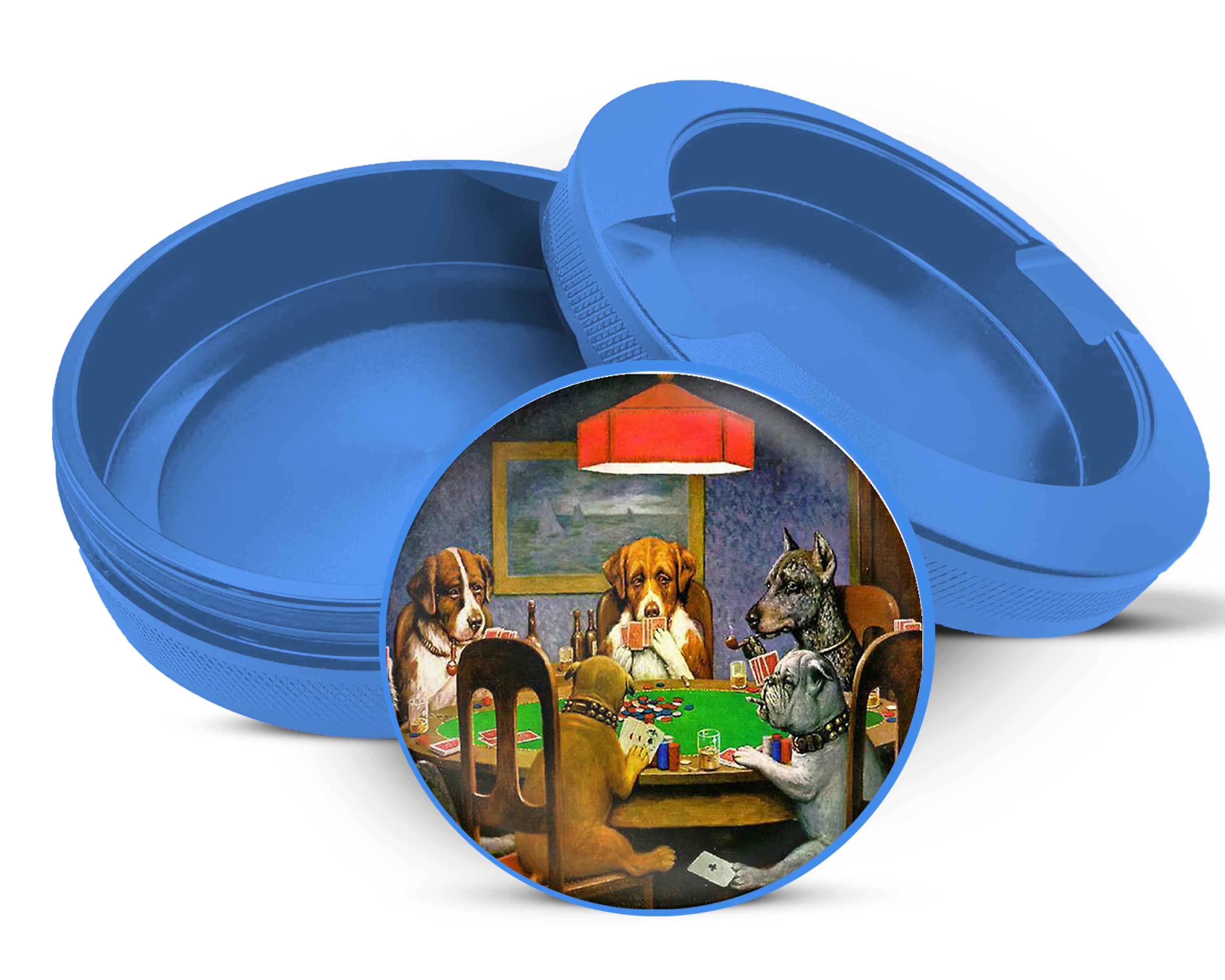 A Friend In Need, Dogs Playing Poker, by Cassius Marcellus Coolidge, Famous Artwork Snus Storage Case Blue