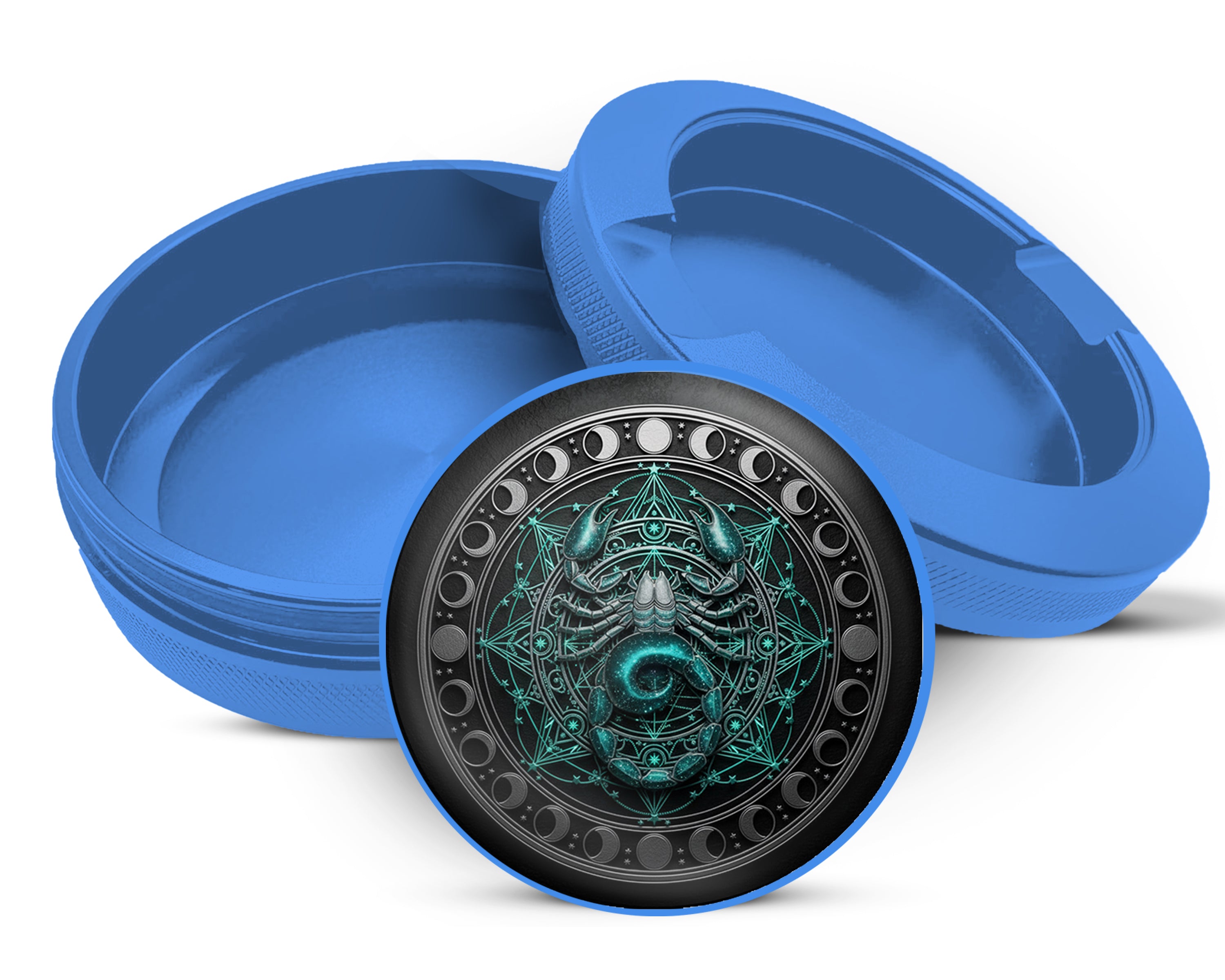 Celestial Scorpio Moon Circle Snus Storage Case Blue