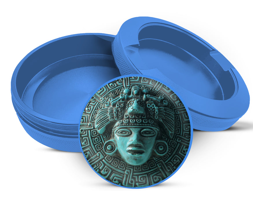 Aztec Turquoise Sun Mask Snus Storage Case Blue